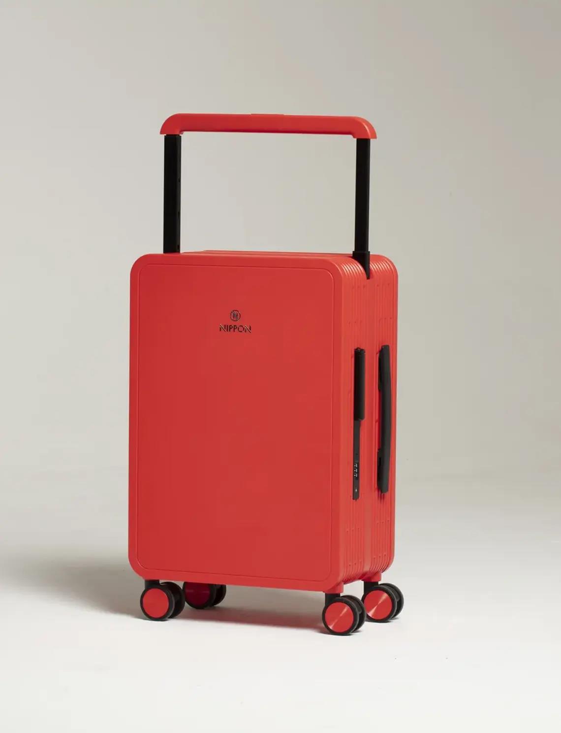 Nippon Fortis Red Hardside Small Checked Spinner Suitcase
