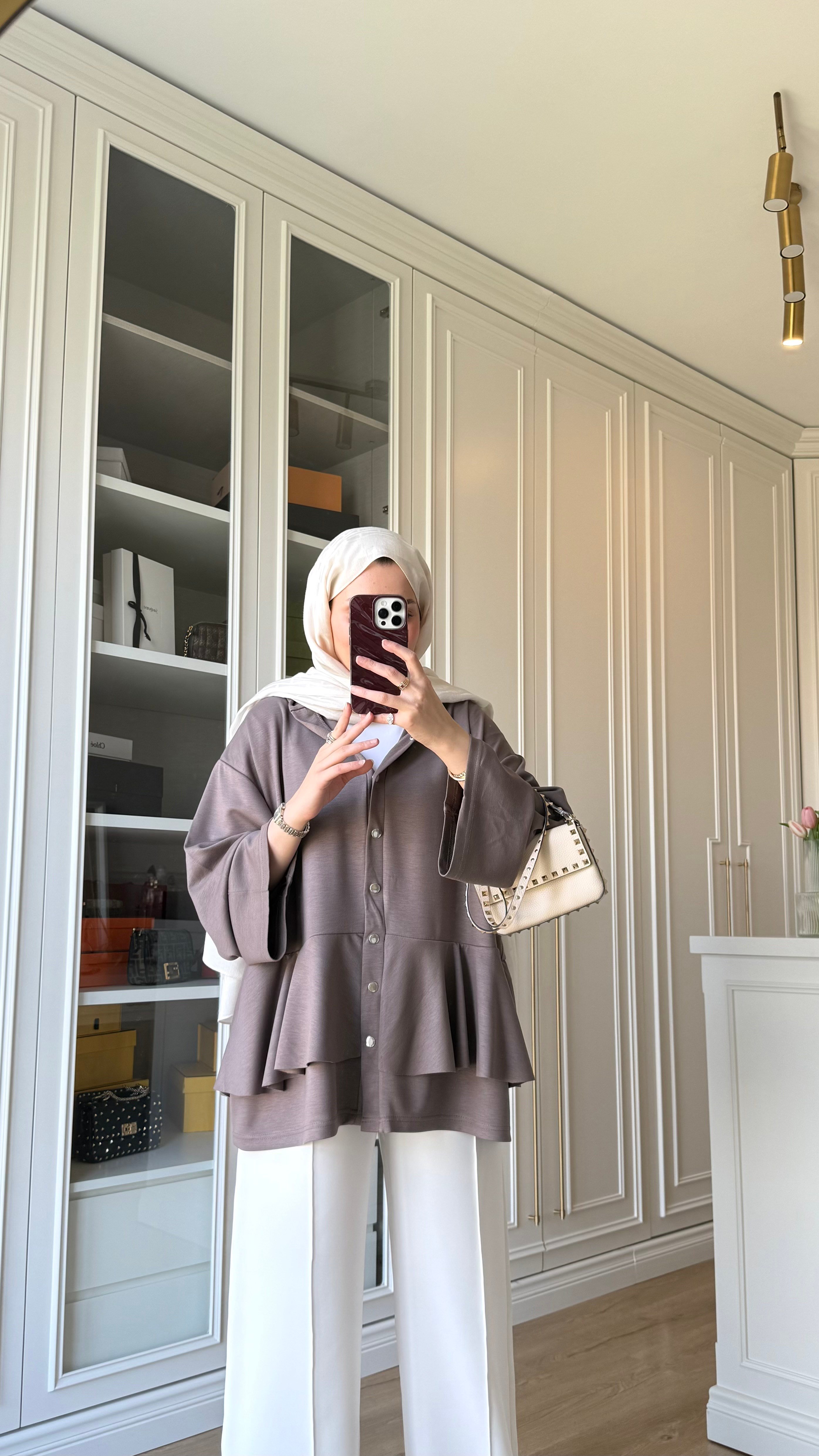 Çıtçıtlı Oysh Hırka Vizon