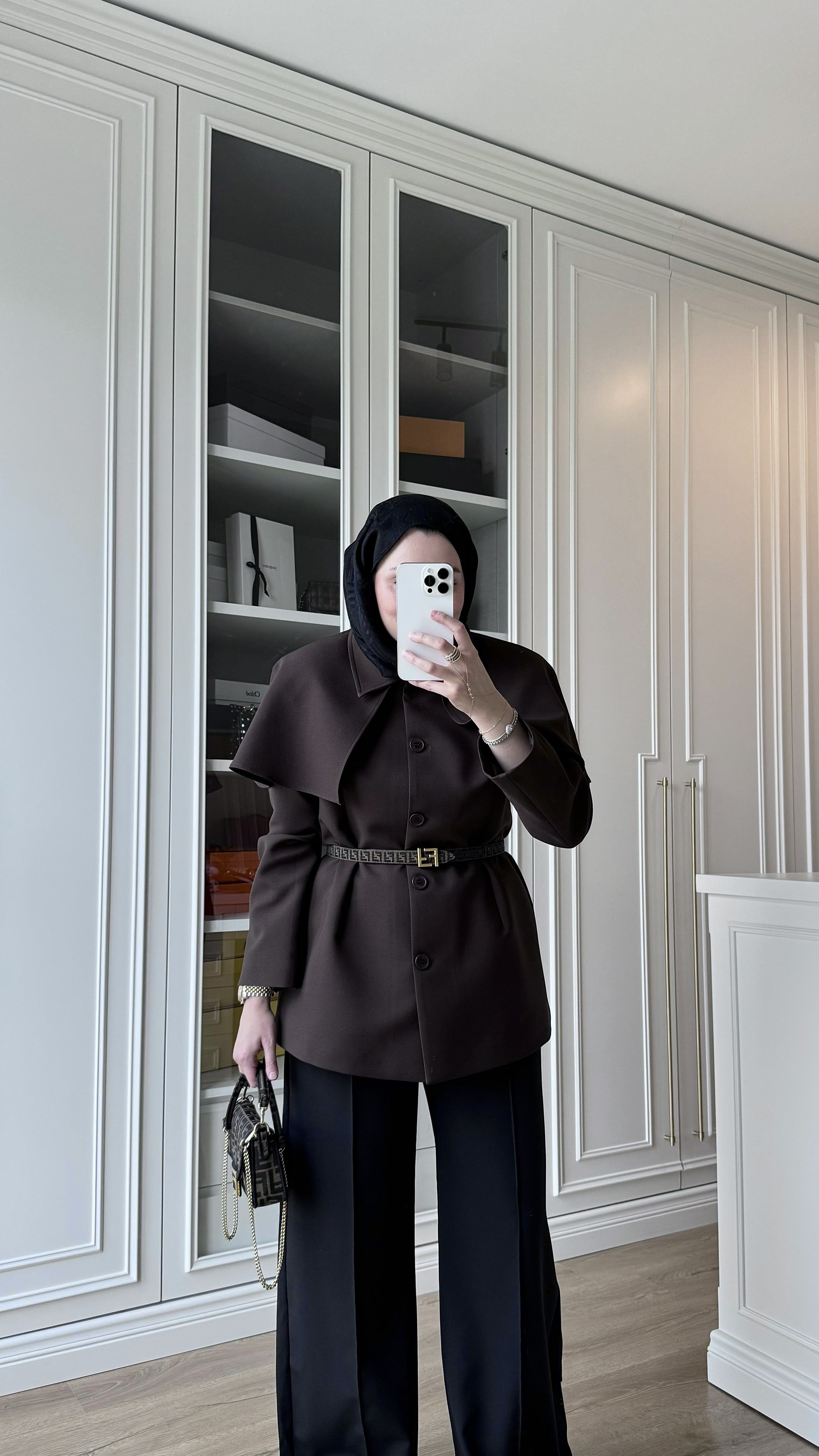 Pelerinli Blazer Ceket Acı Kahve 