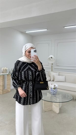 Nakışlı Gömlek Siyah