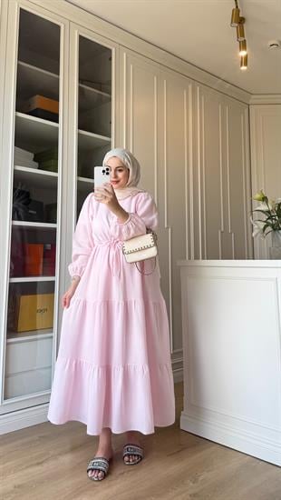 Sera Müslin Elbise Pembe