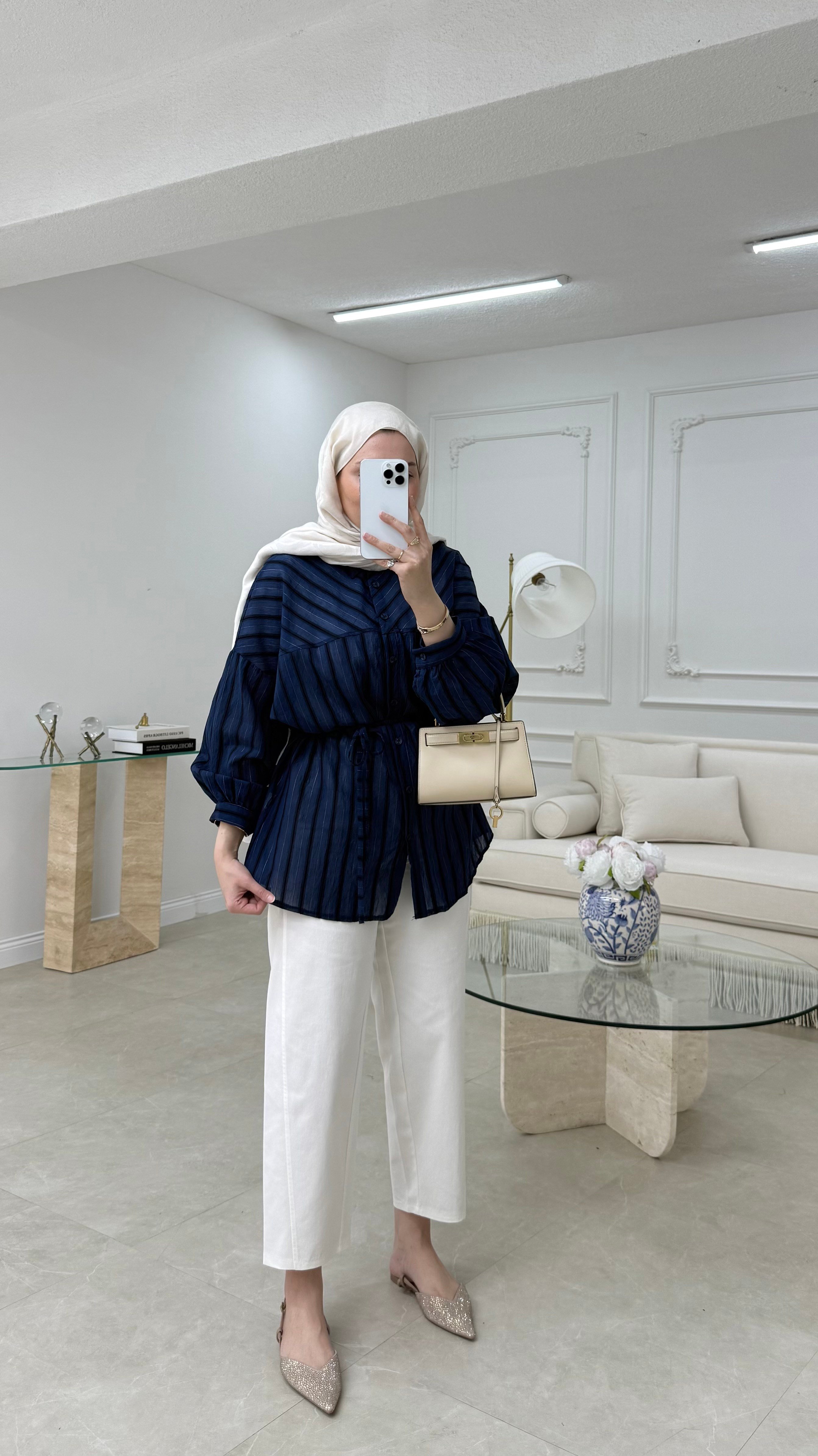 9957 Düz Kesim Pantolon Beyaz 