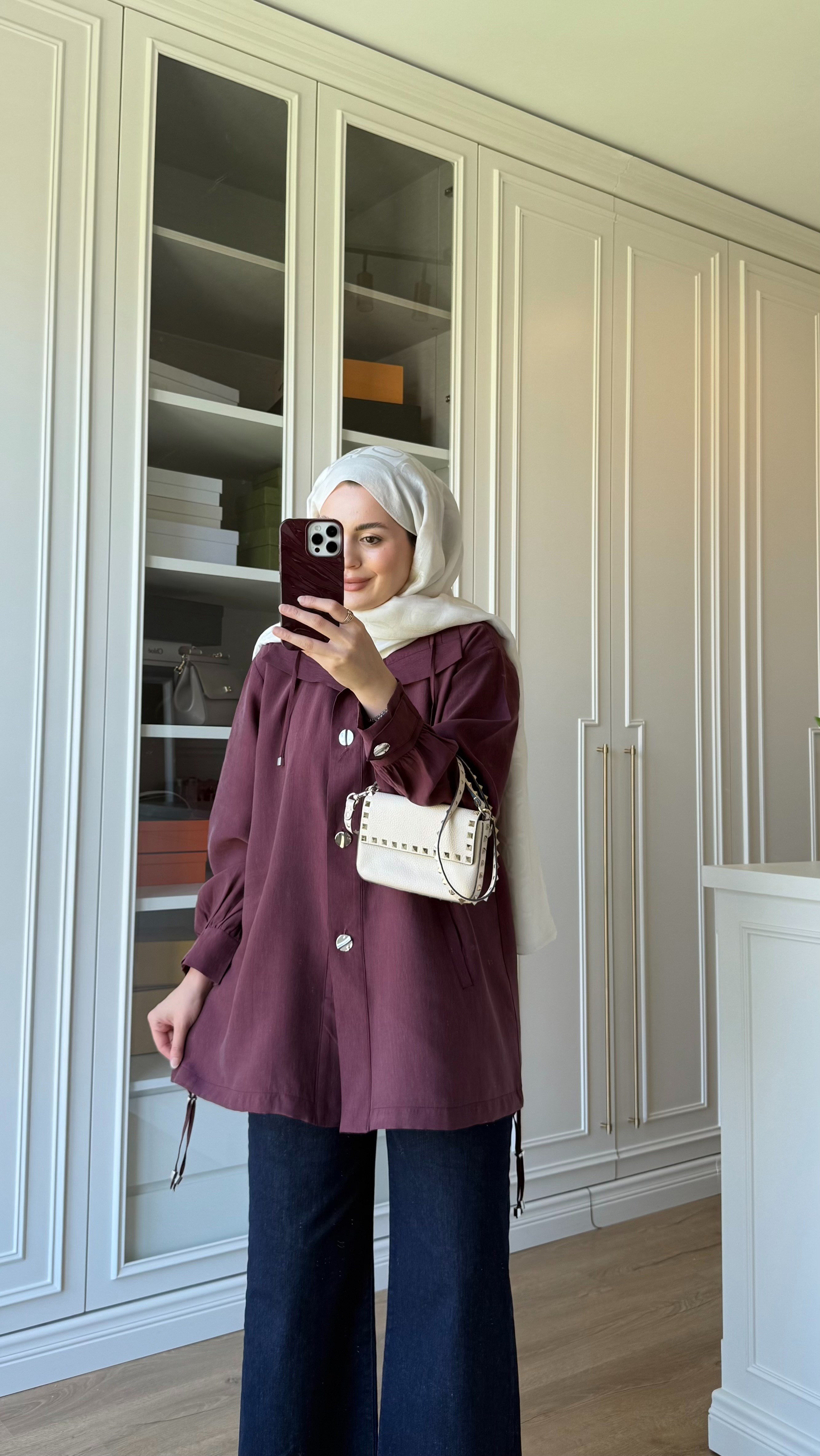 Aller Detaylı Tensel Ceket Bordo