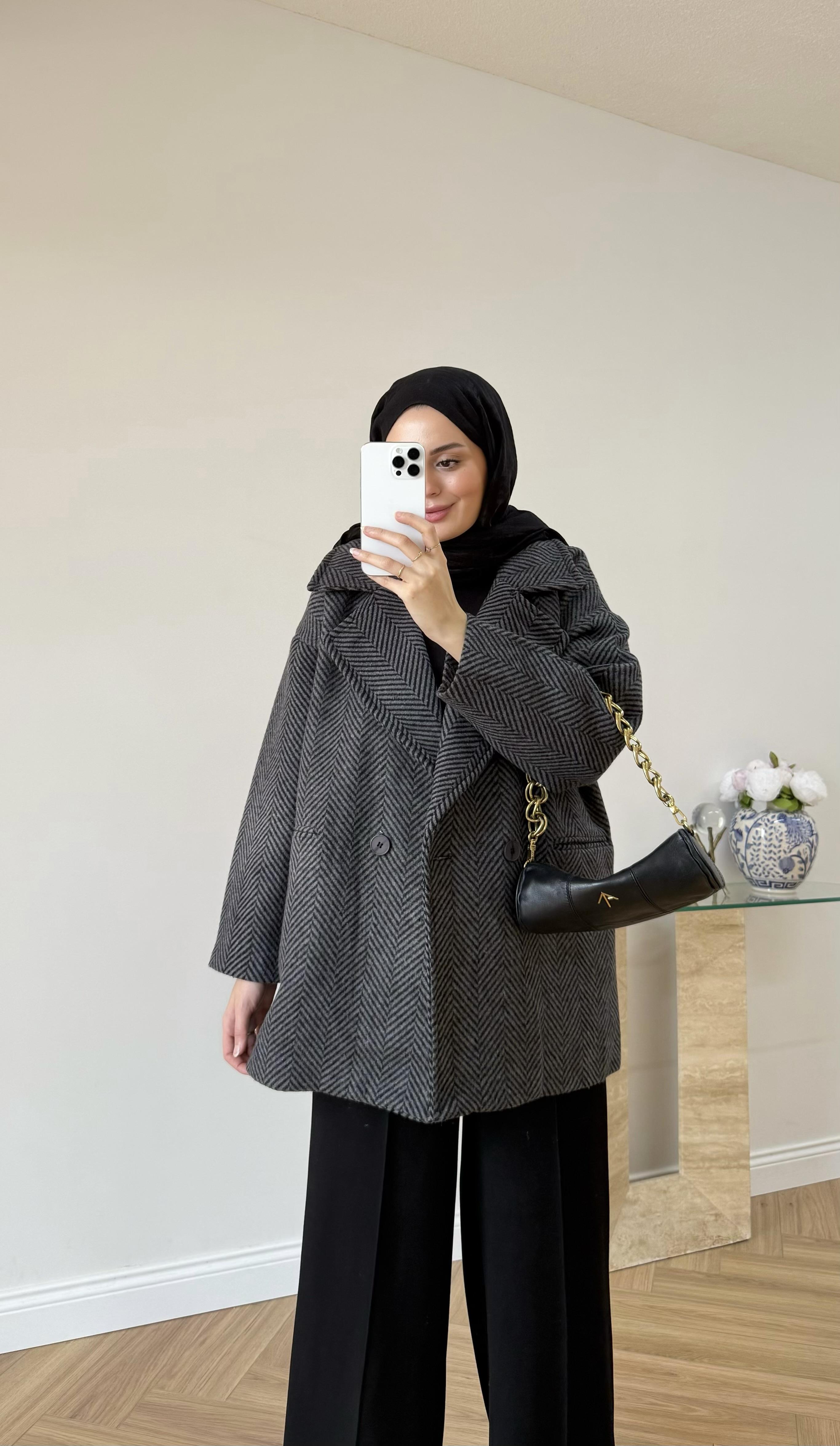 Balıksırtı Kısa Kaban Antrasit