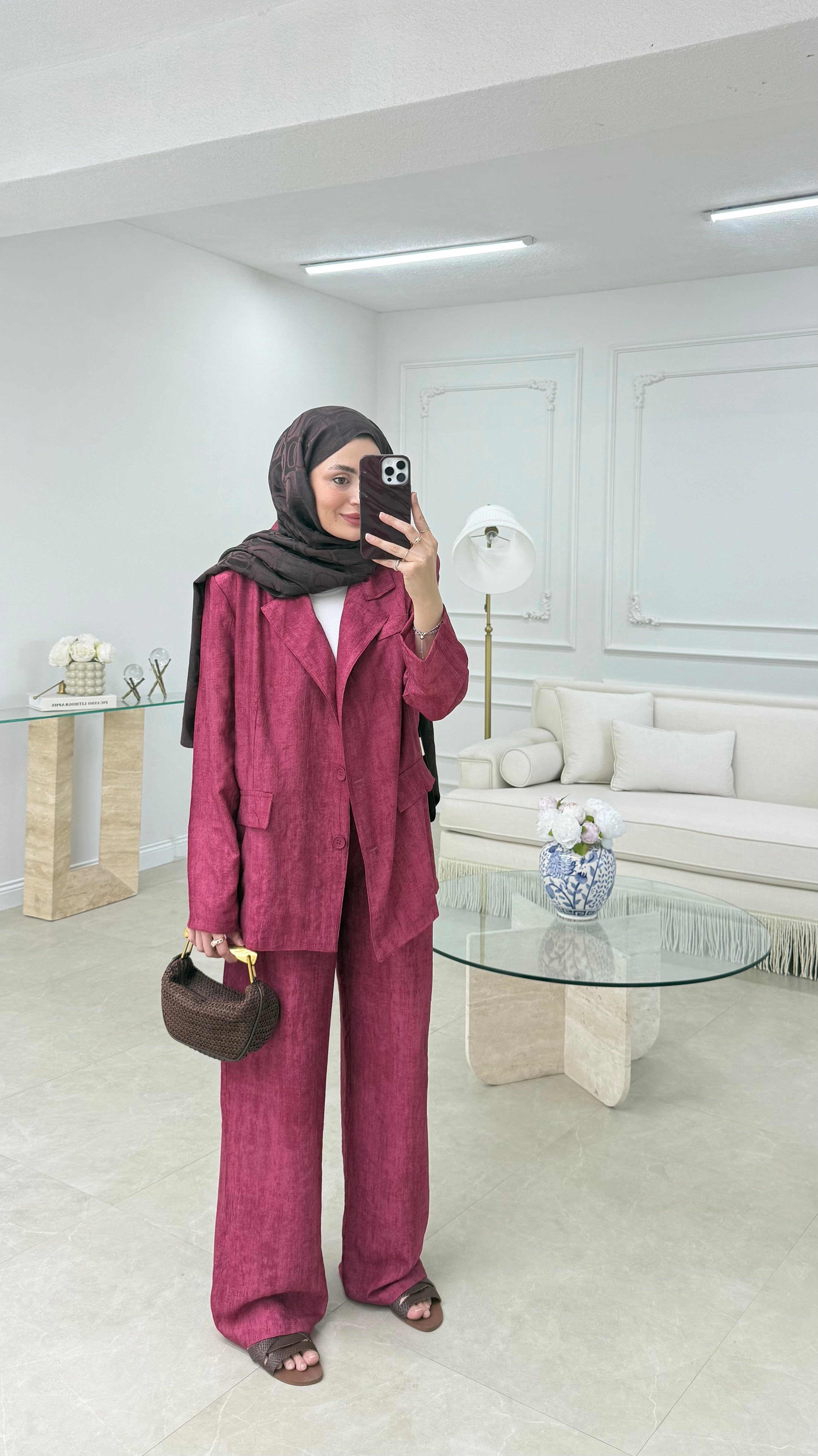 Batik Blazer Takım Bordo