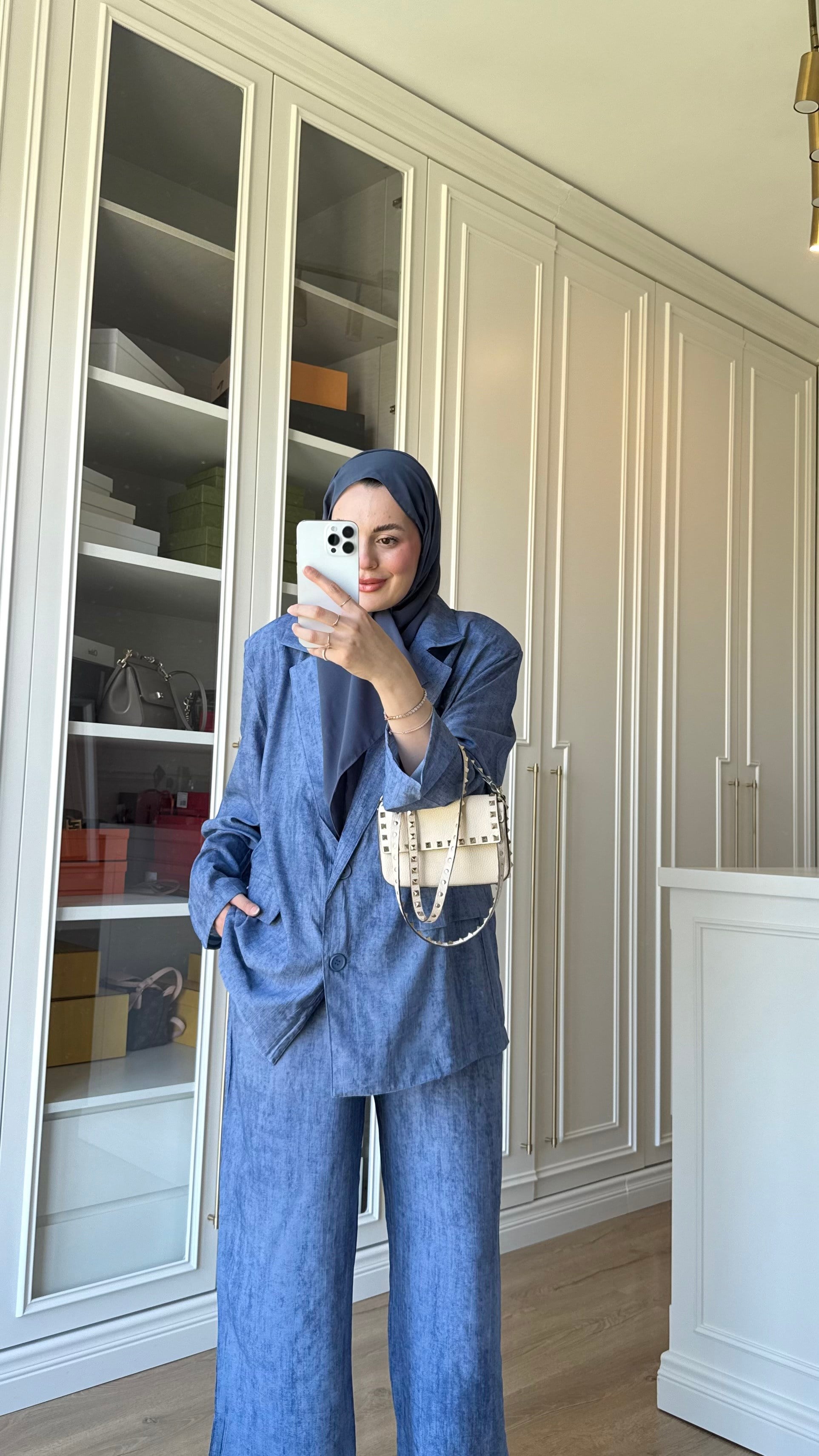 Batik Blazer Takım Mavi