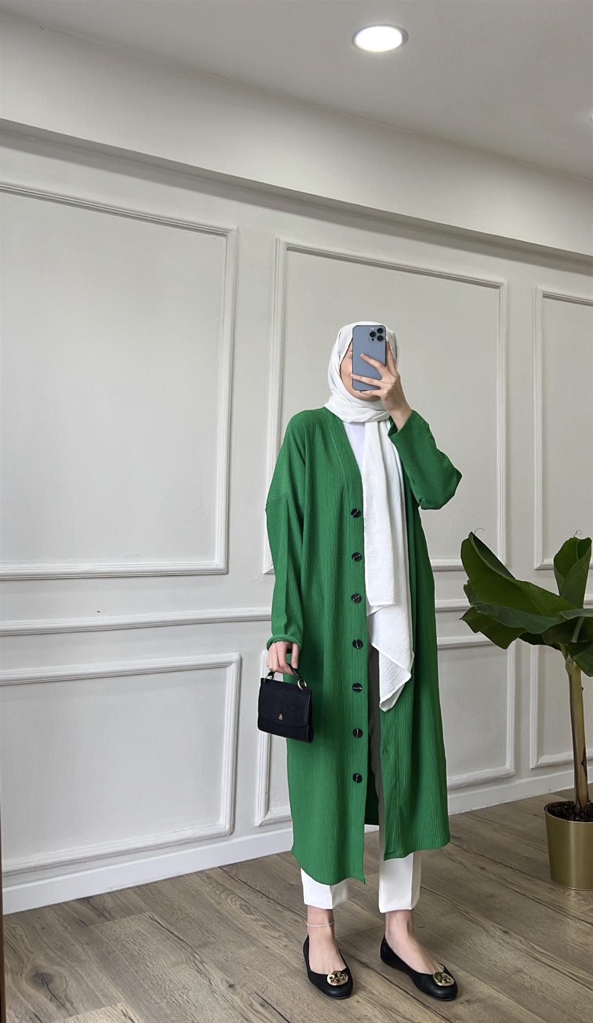 Benetton - Düğmeli Uzun Hırka 