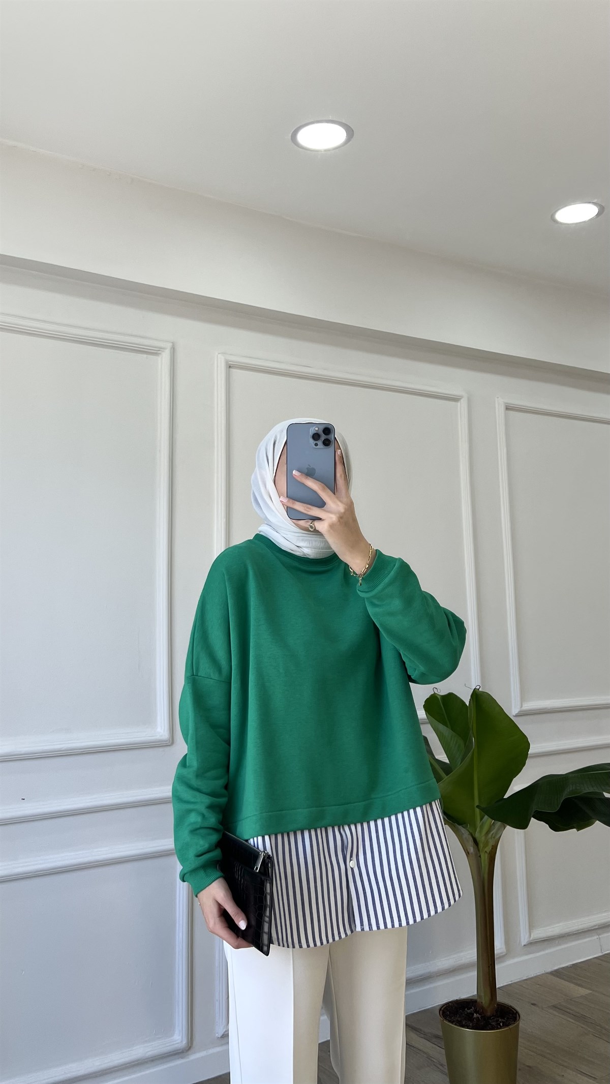 Benetton Gömlek Detaylı Sweatshirt 