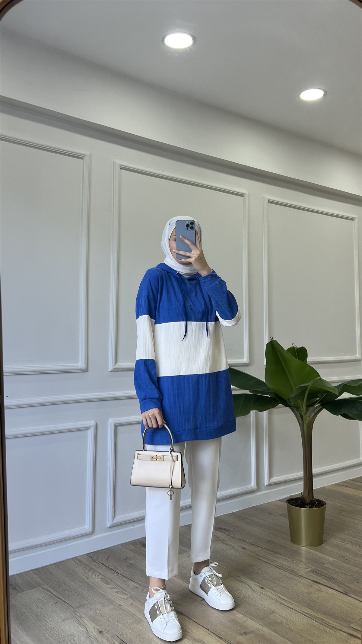 Çizgili Sweat - Mavi