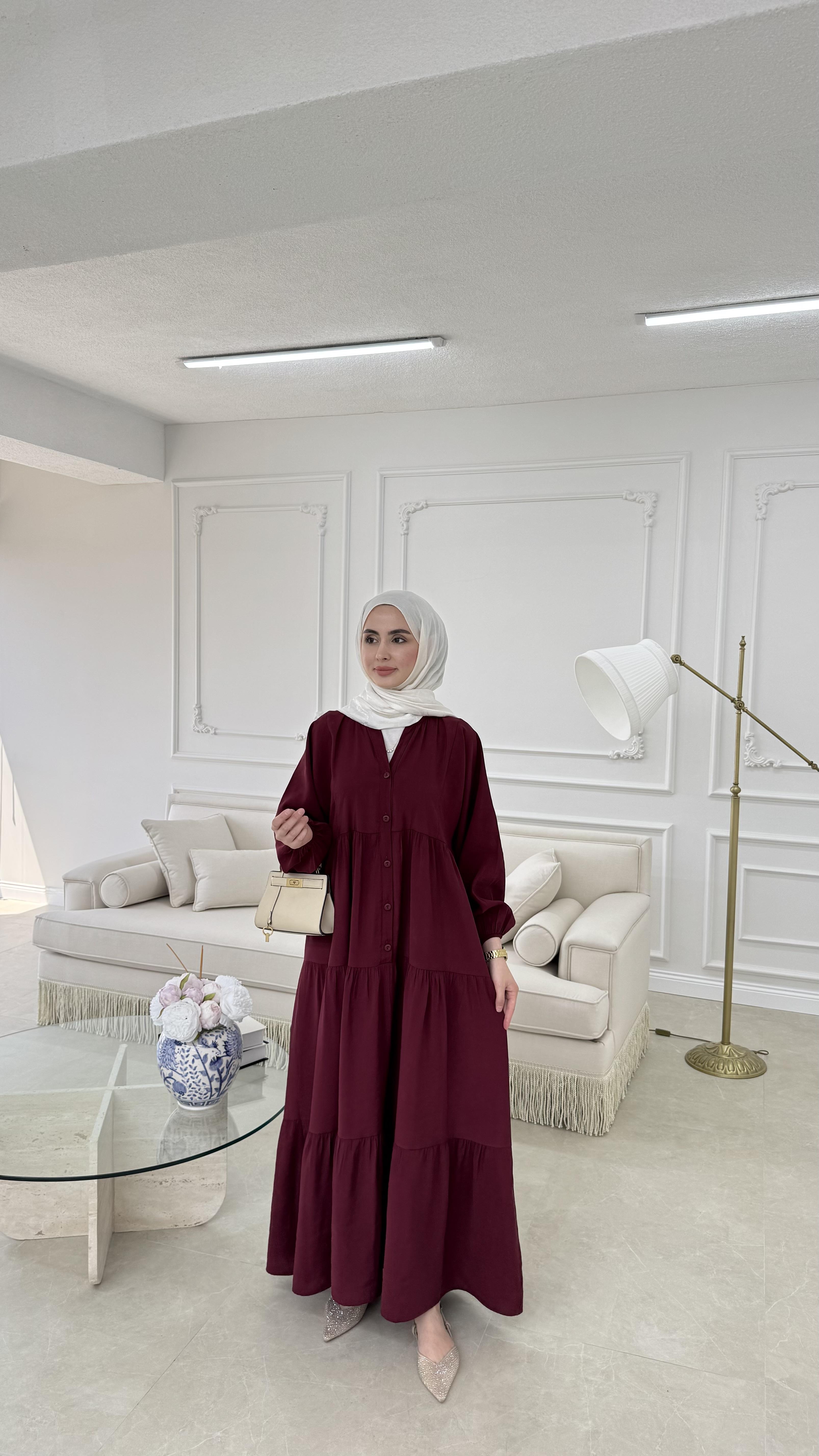 Elan Tensel Elbise Bordo