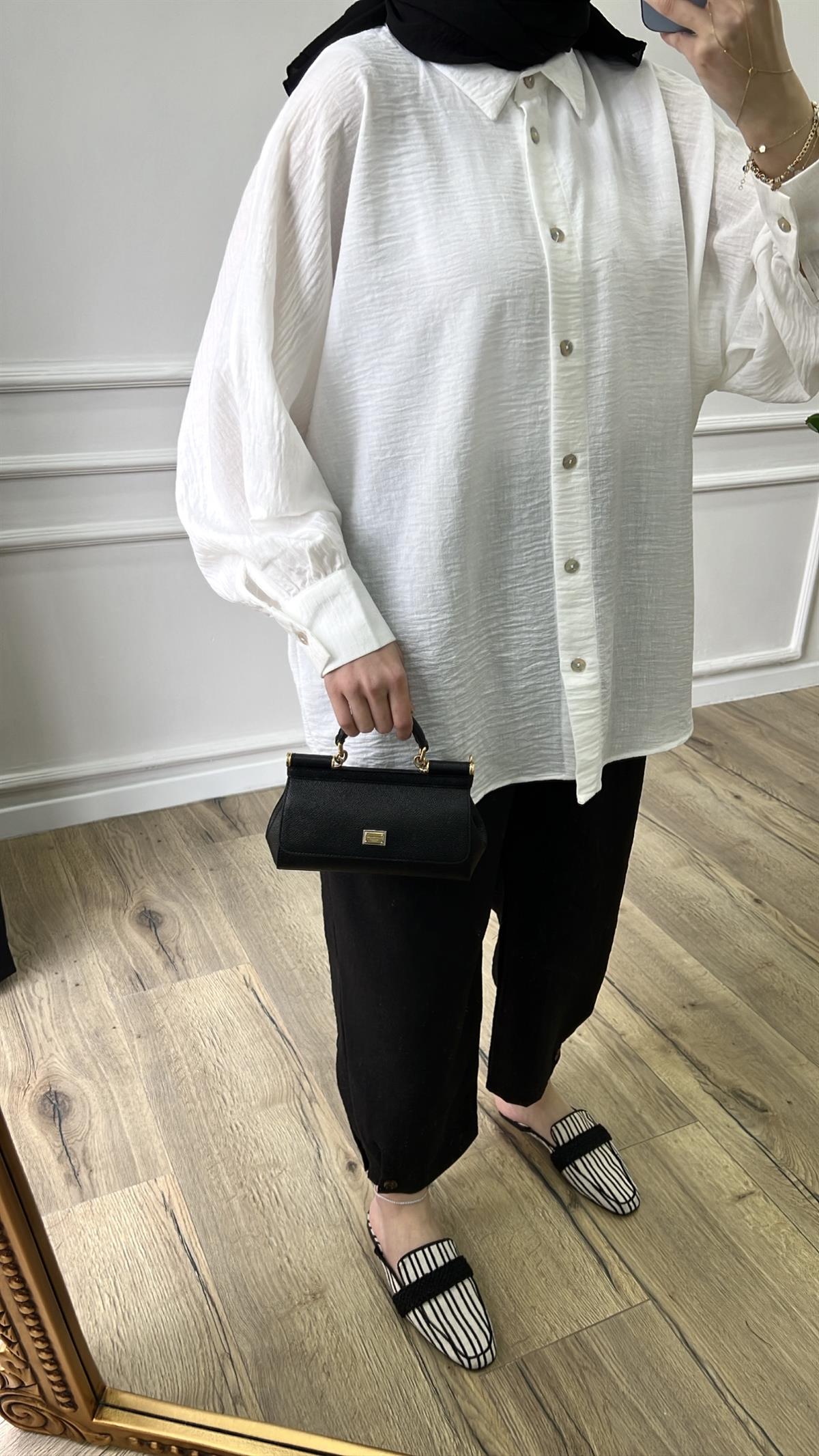 Elsiya Keten Pantolon - Siyah