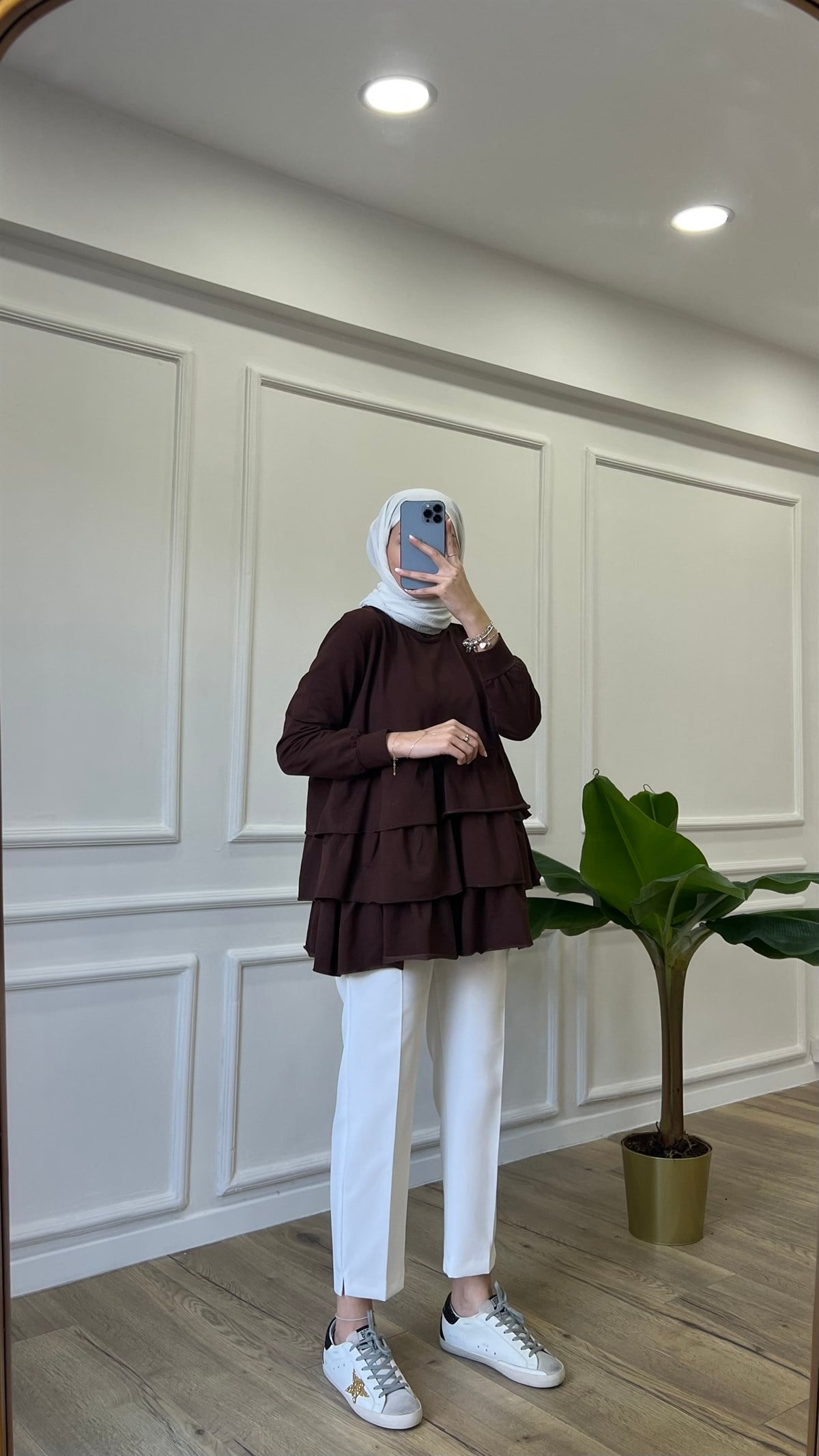 Fırfırlı Sweatshirt - Acı Kahve