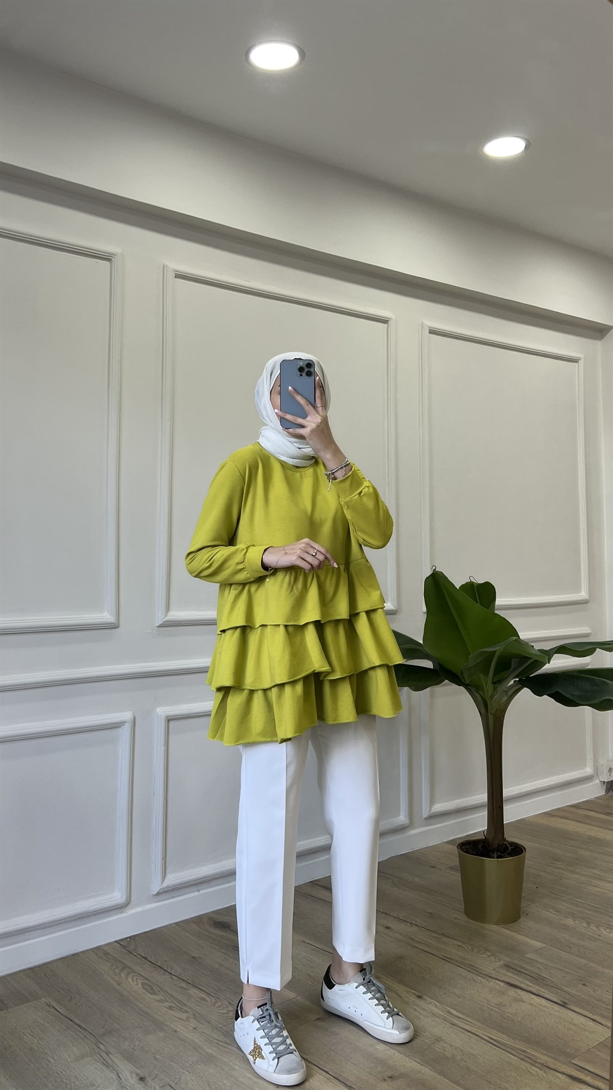 Fırfırlı Sweatshirt - Yağ Yeşili