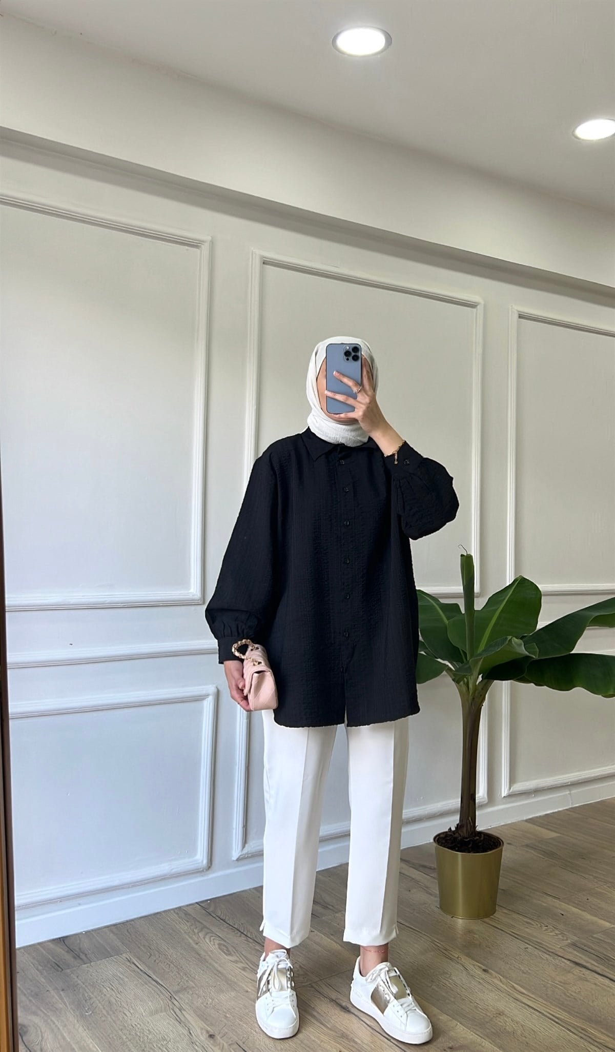 Gofre Gömlek - Siyah