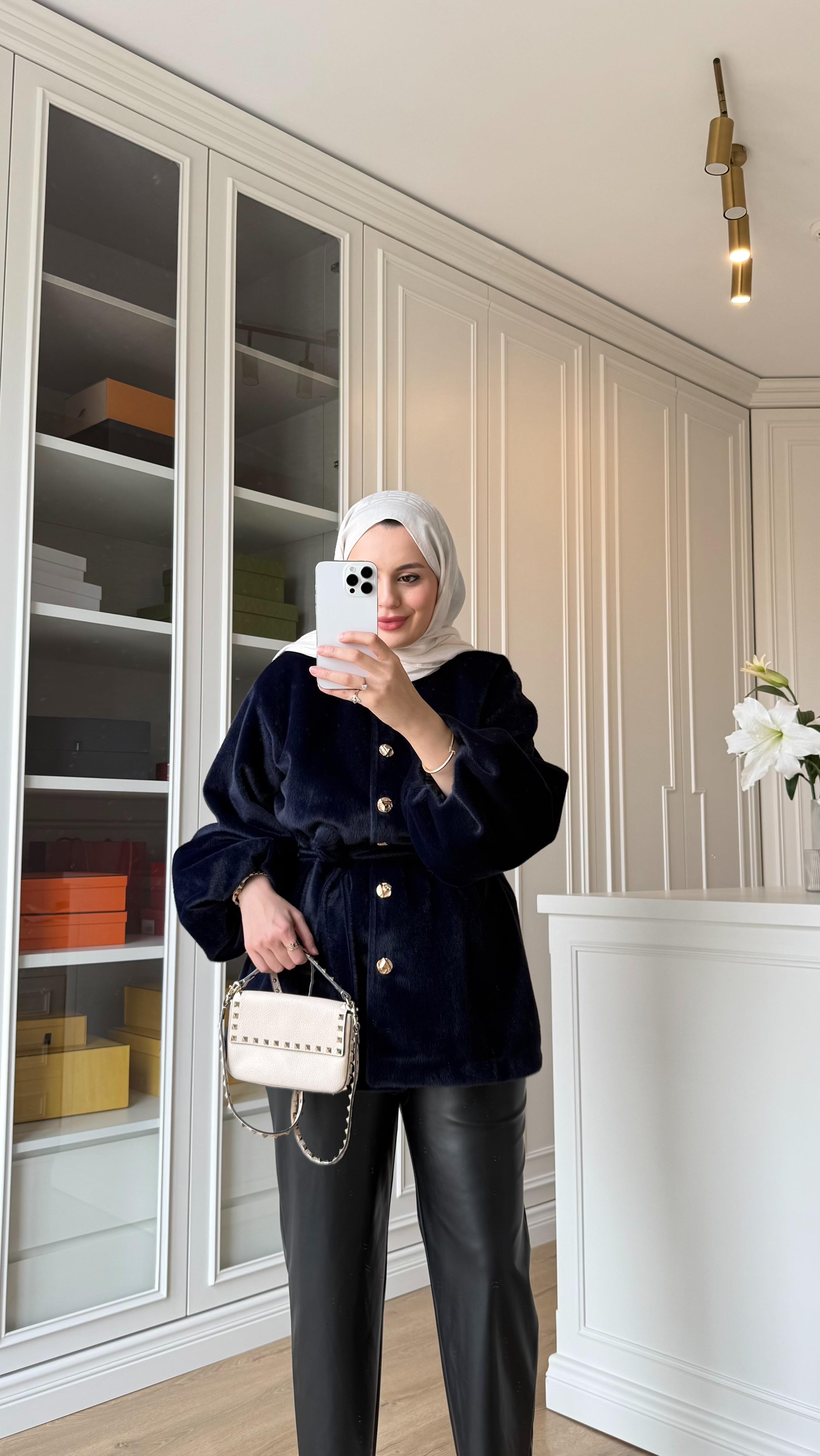 Gold Düğmeli Fox Kaban Lacivert
