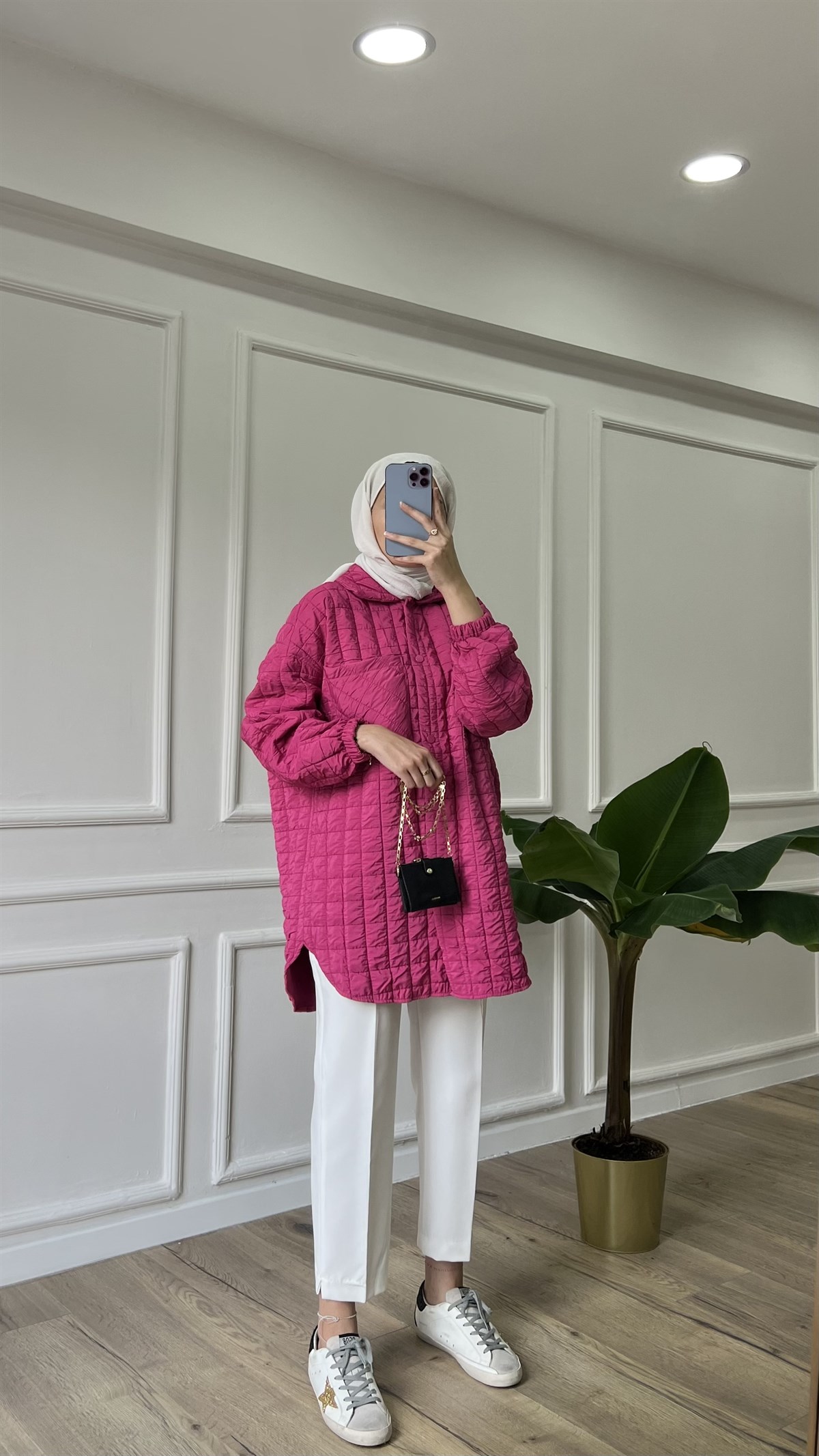 Kapitone Ceket - Pembe