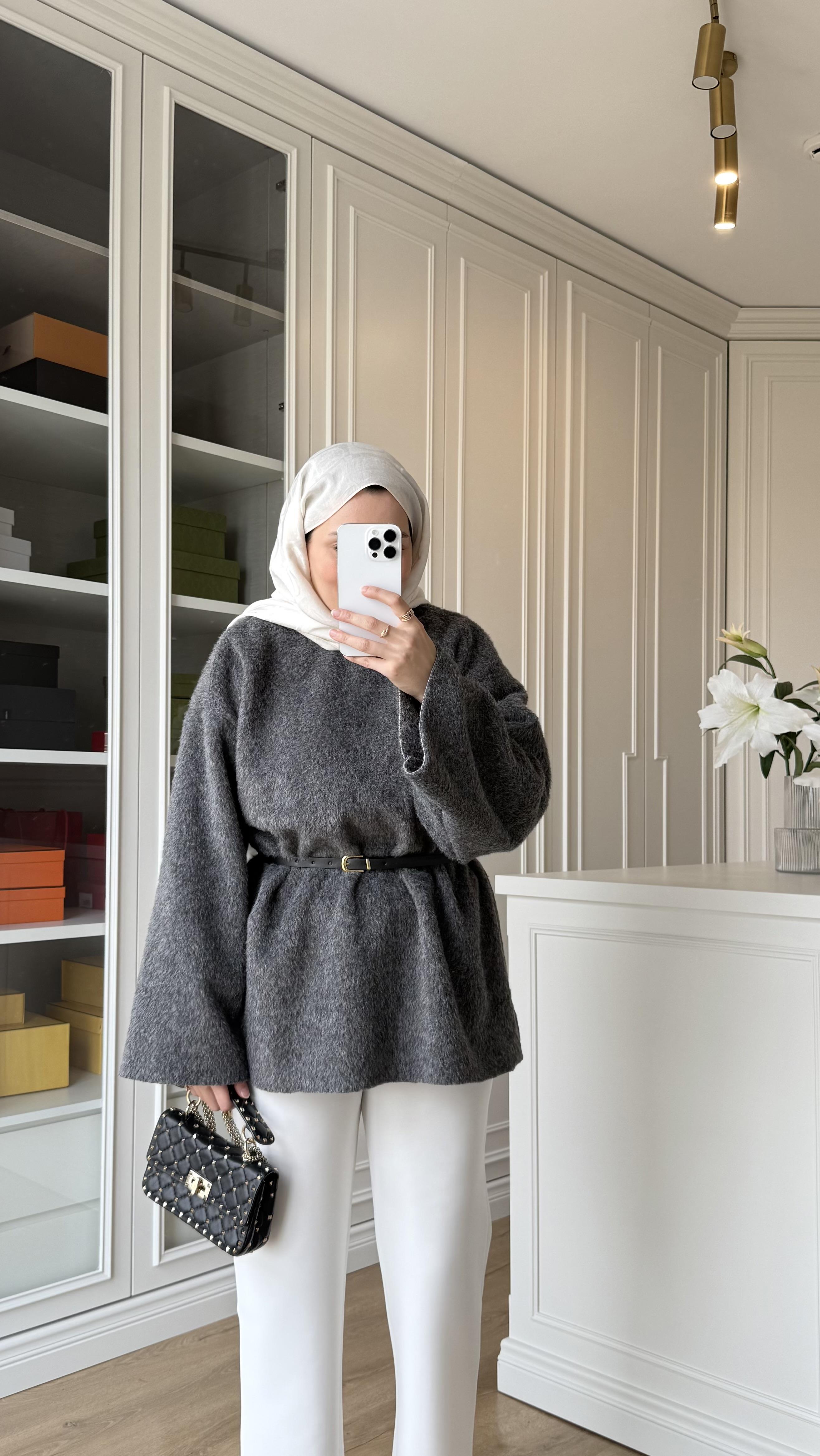 Kaşe Oversize Triko Antrasit