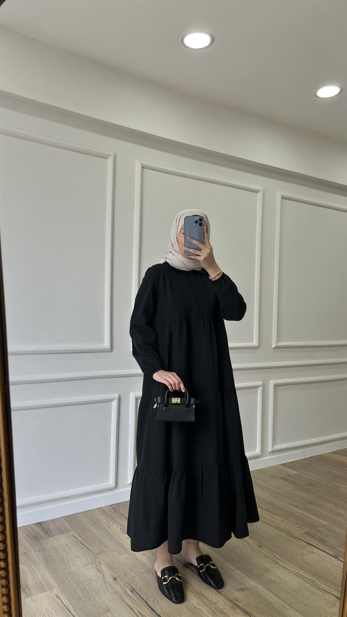 Kat Kat Elbise - Siyah
