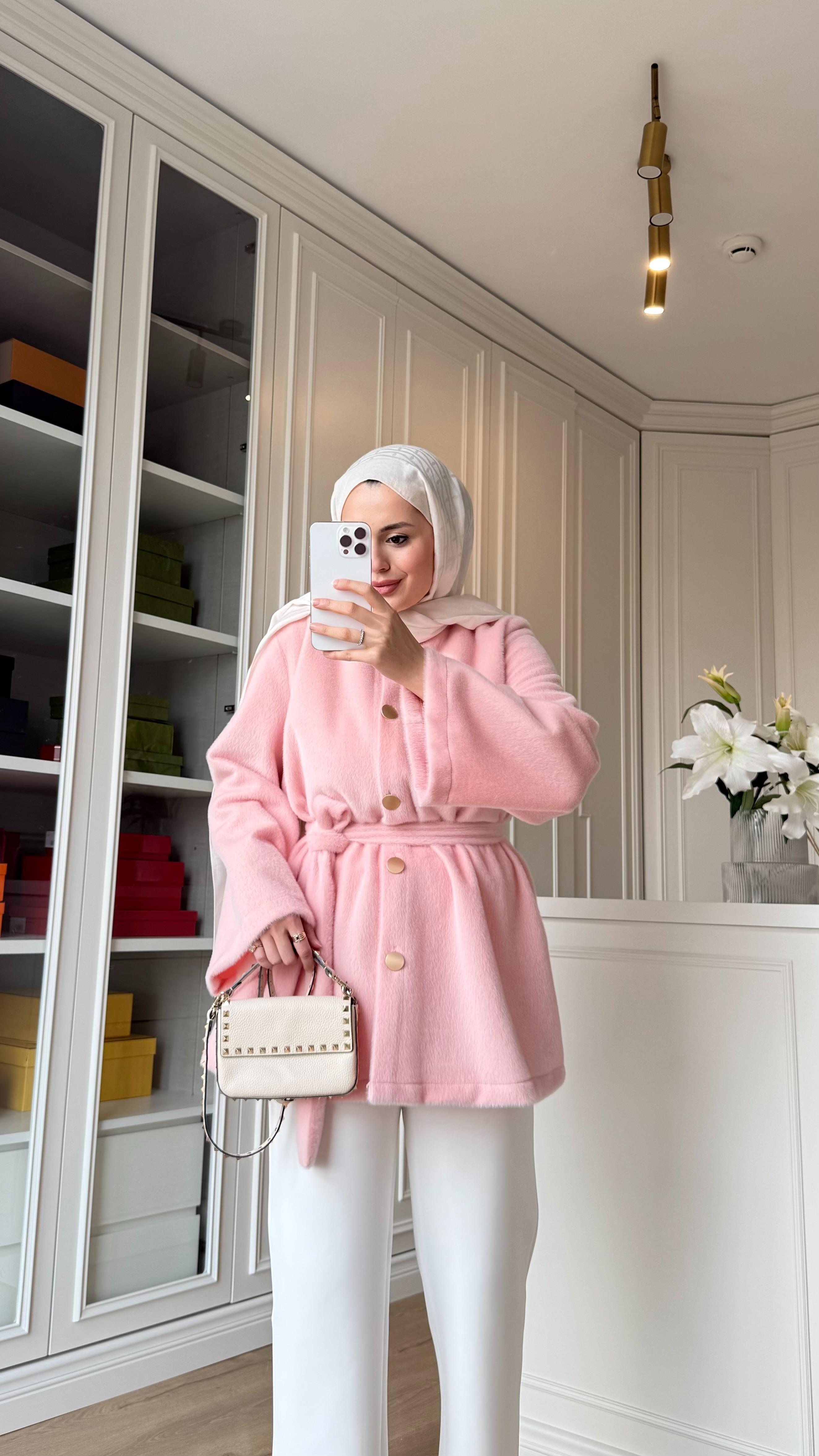 Kely Kısa Kaban Pembe