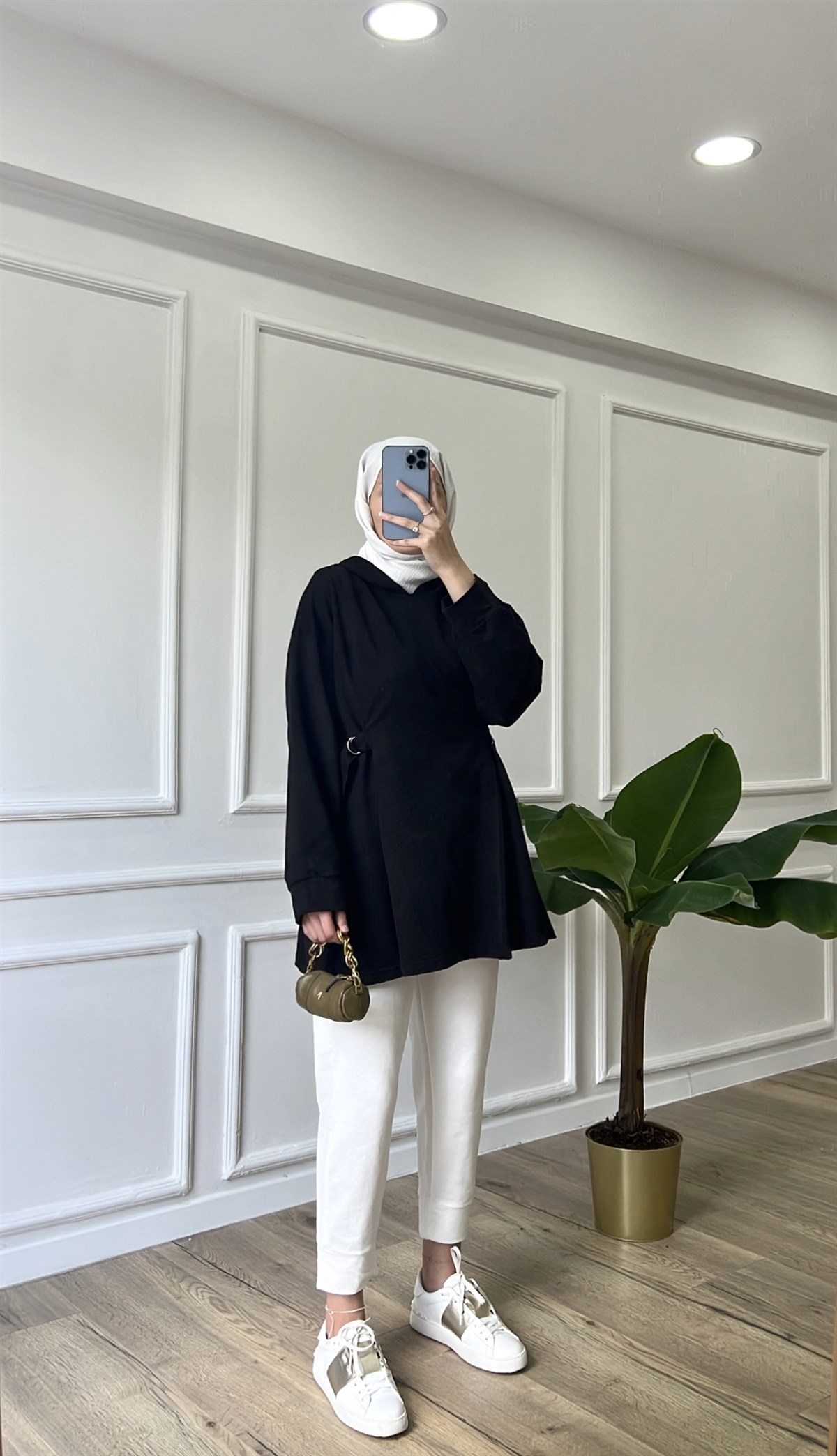 Kemerli Sweatshirt - Siyah