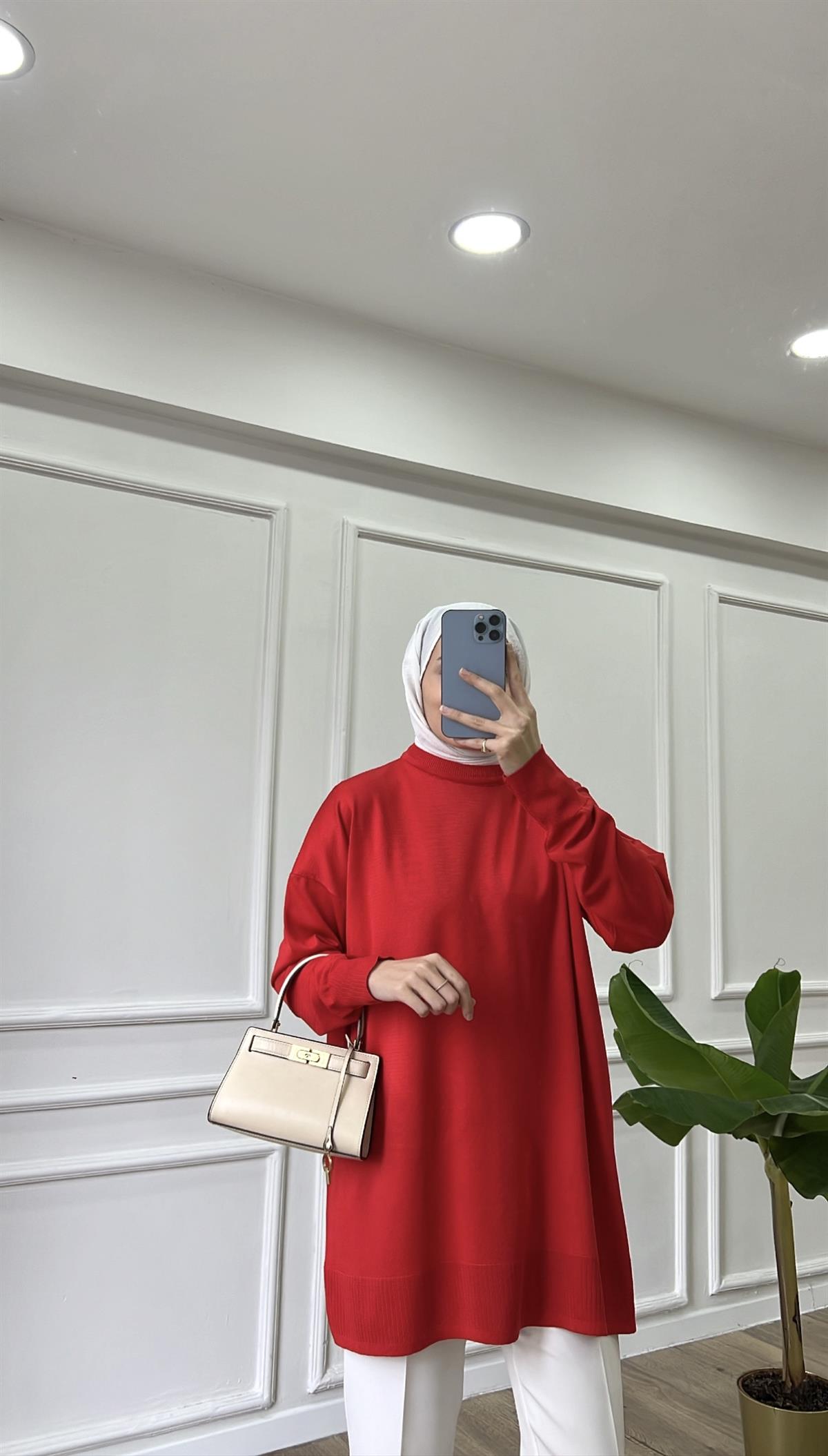 Kırmızı - Vera Merserize Tunik