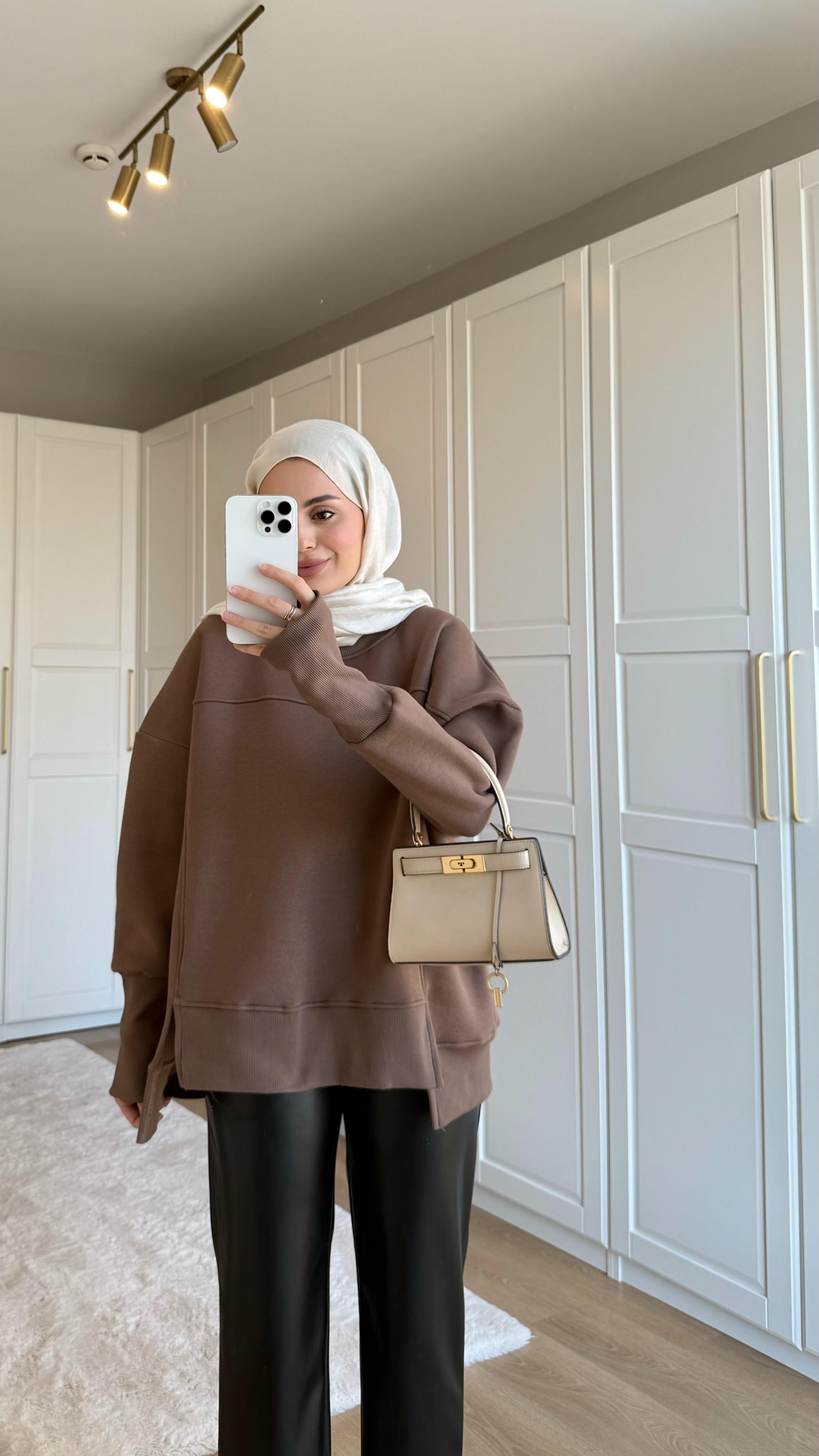 Kolu Lastikli Sweatshirt Vizon