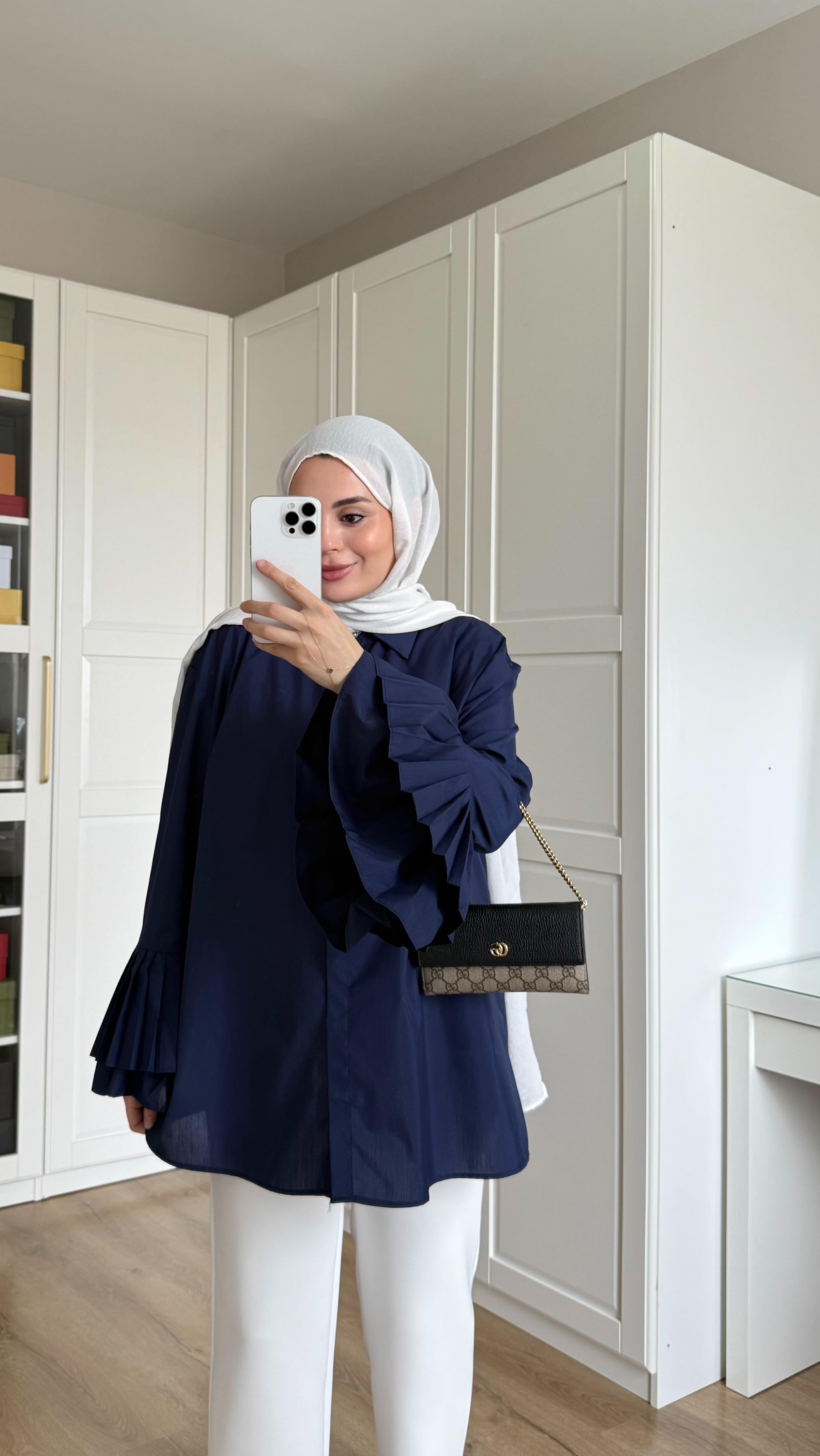 Kolu Piliseli Gömlek Lacivert