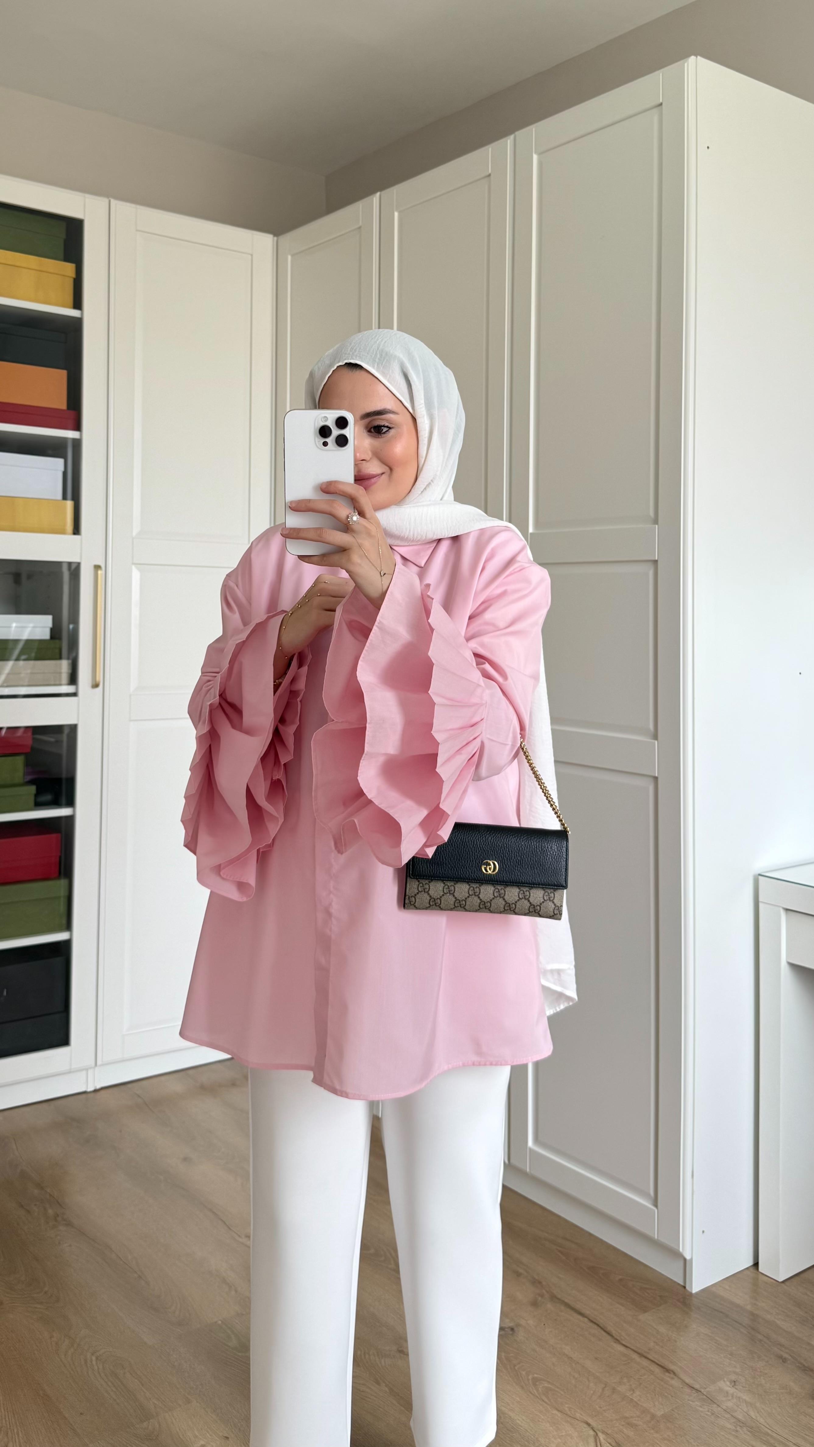 Kolu Piliseli Gömlek Pembe 