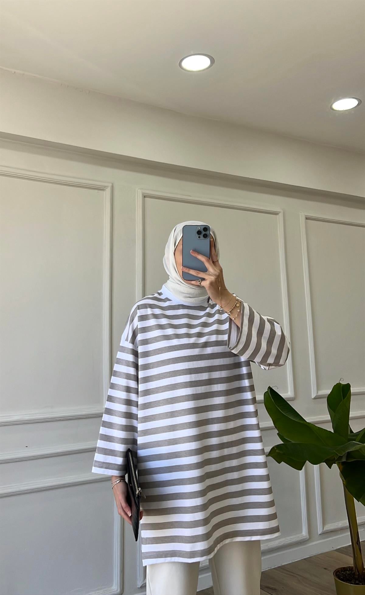 Küllü Bej - Çizgili Basic 