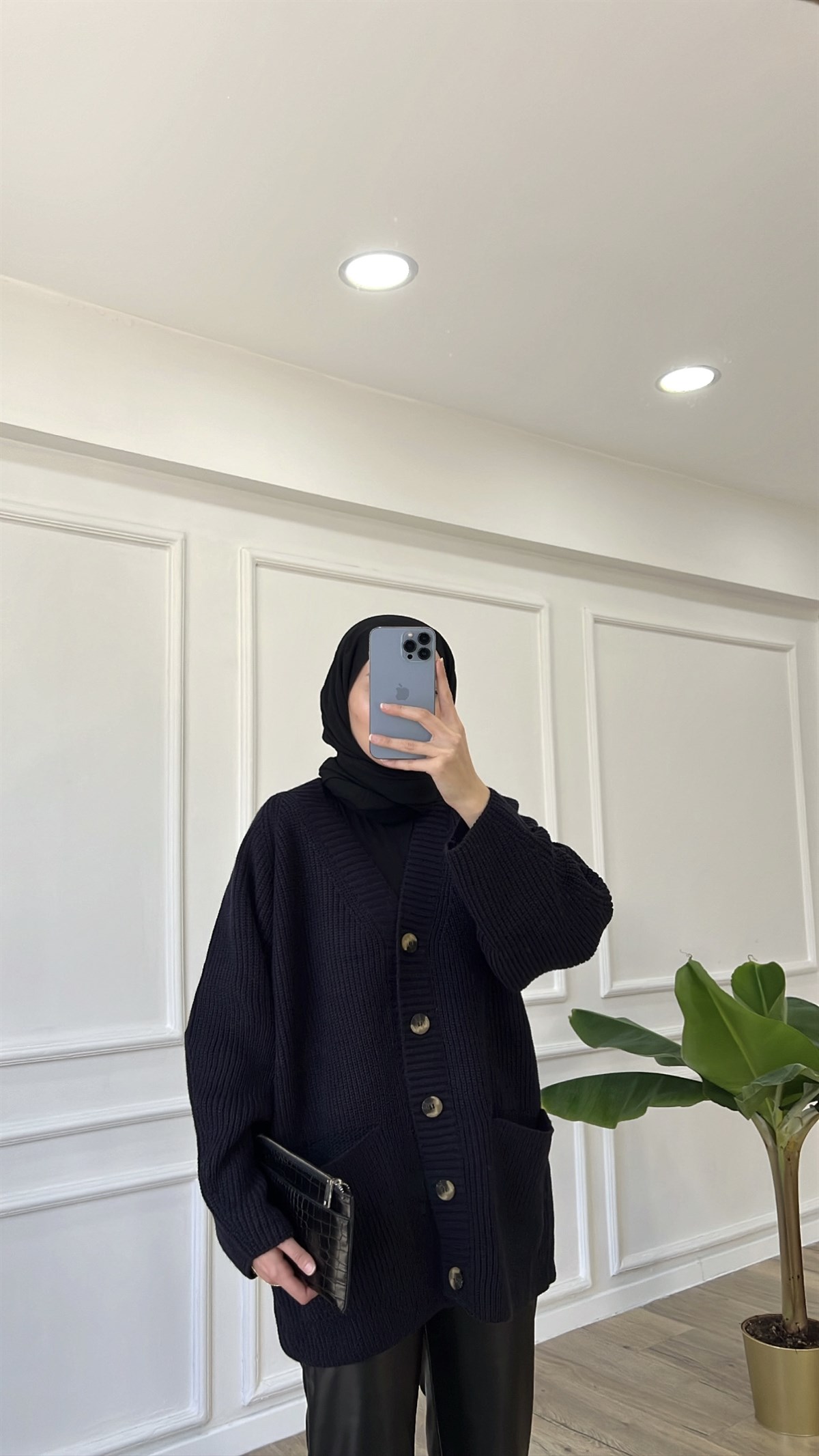 Lacivert Kalın Örgü Hırka