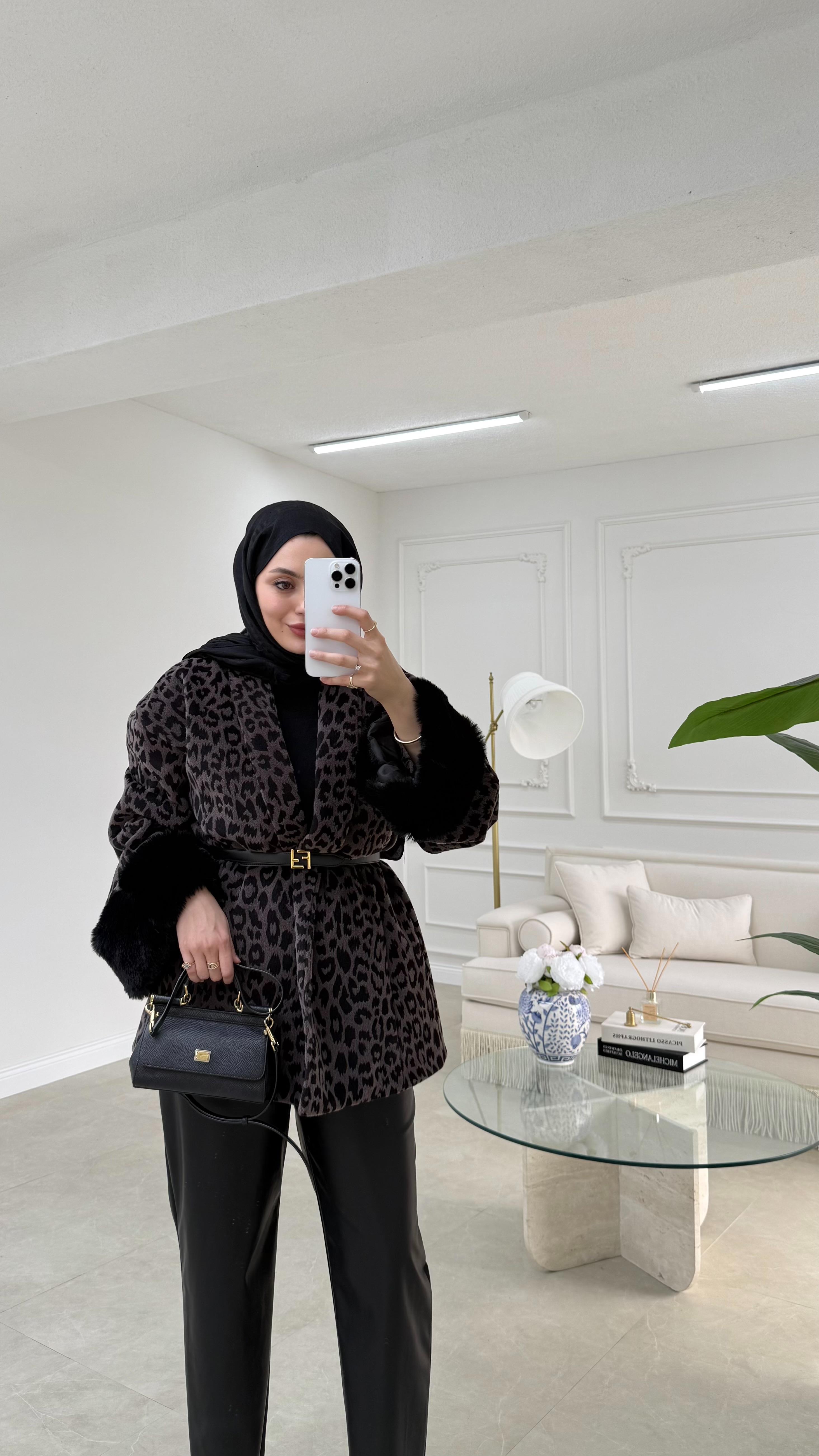 Leopar Desenli Kaşe Acı Kahve