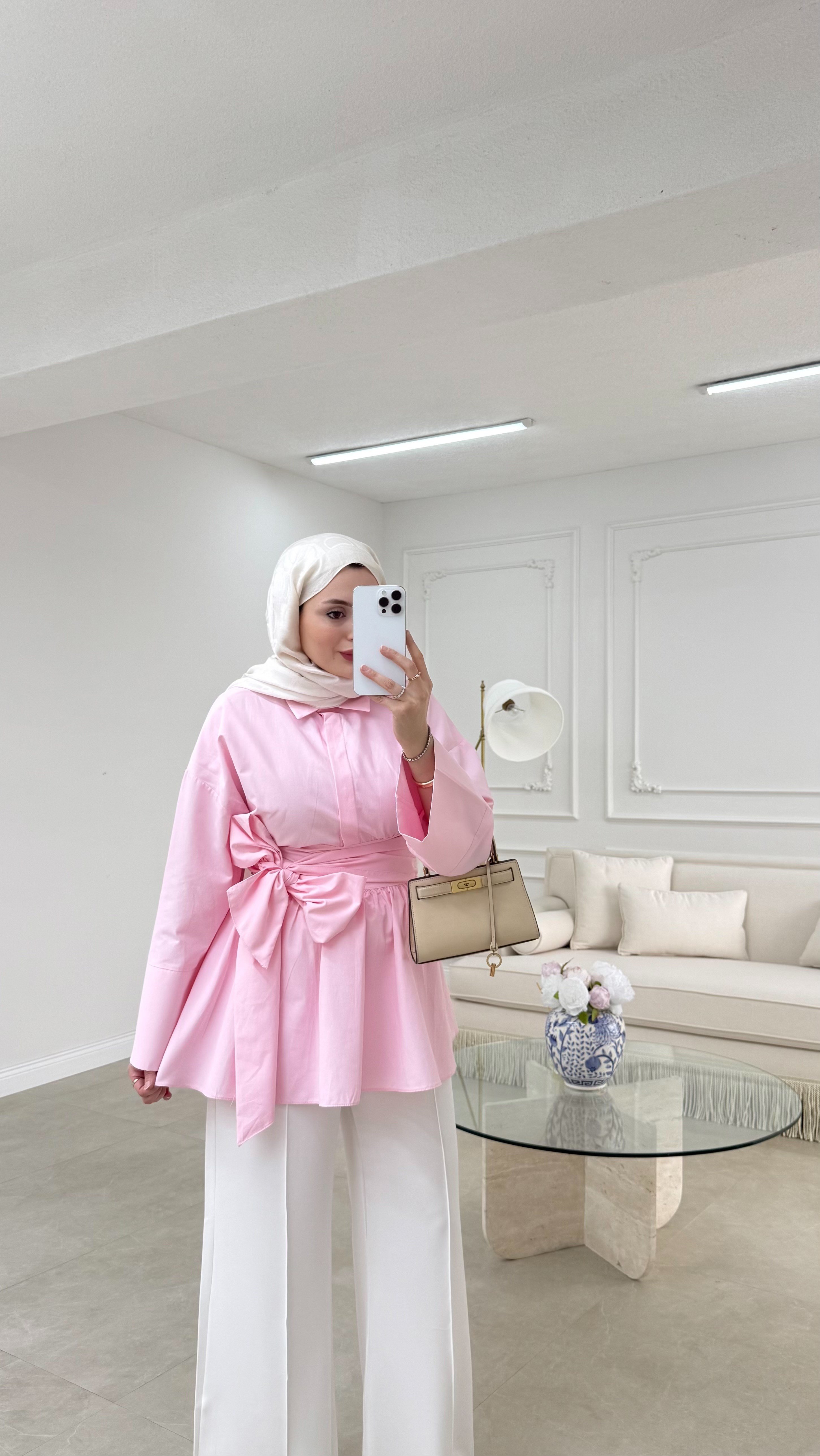 Loe Bağlamalı Gömlek Pembe