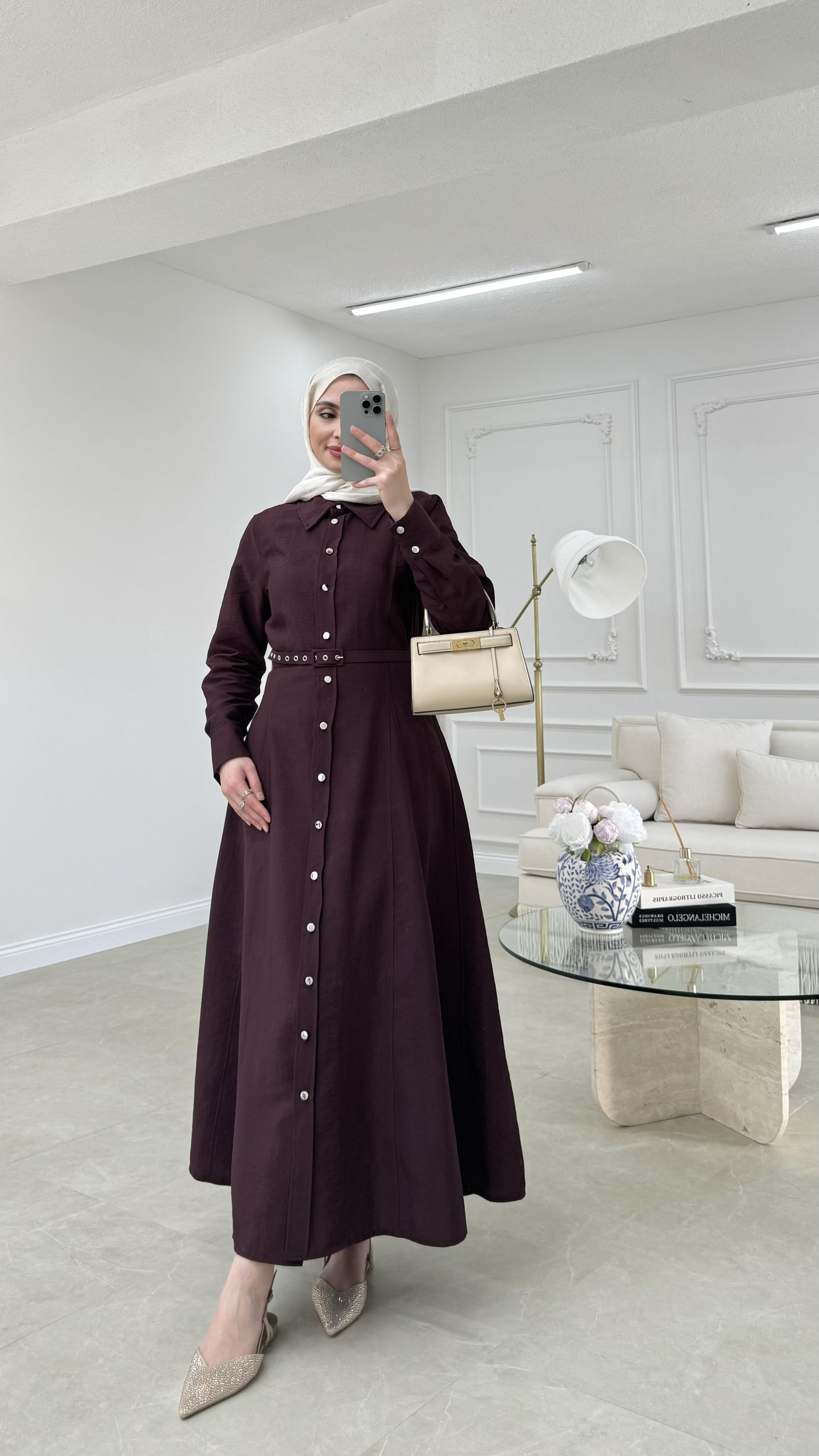 Mila Gömlek Elbise Mürdüm 