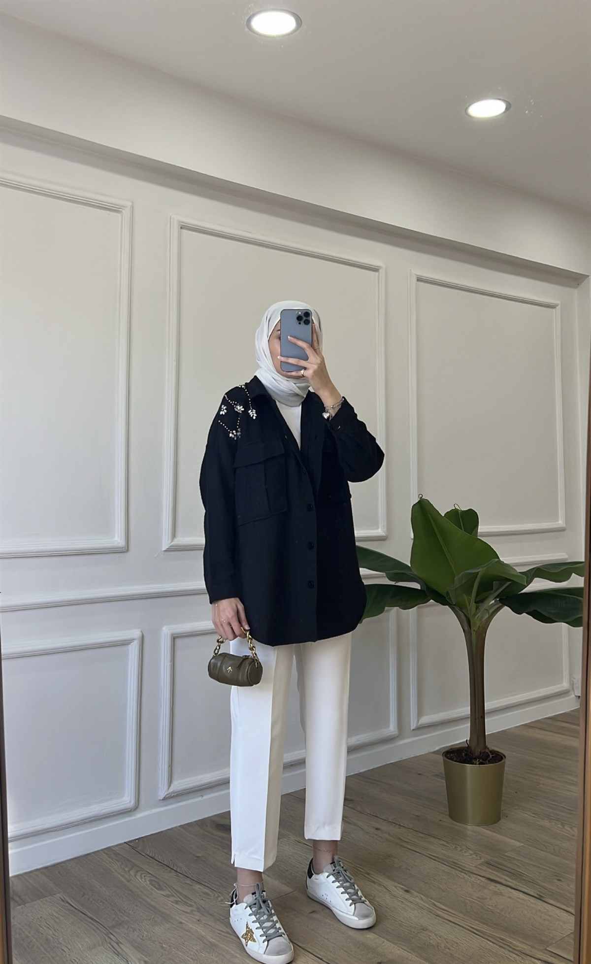 Omuz Detaylı Ceket - Siyah