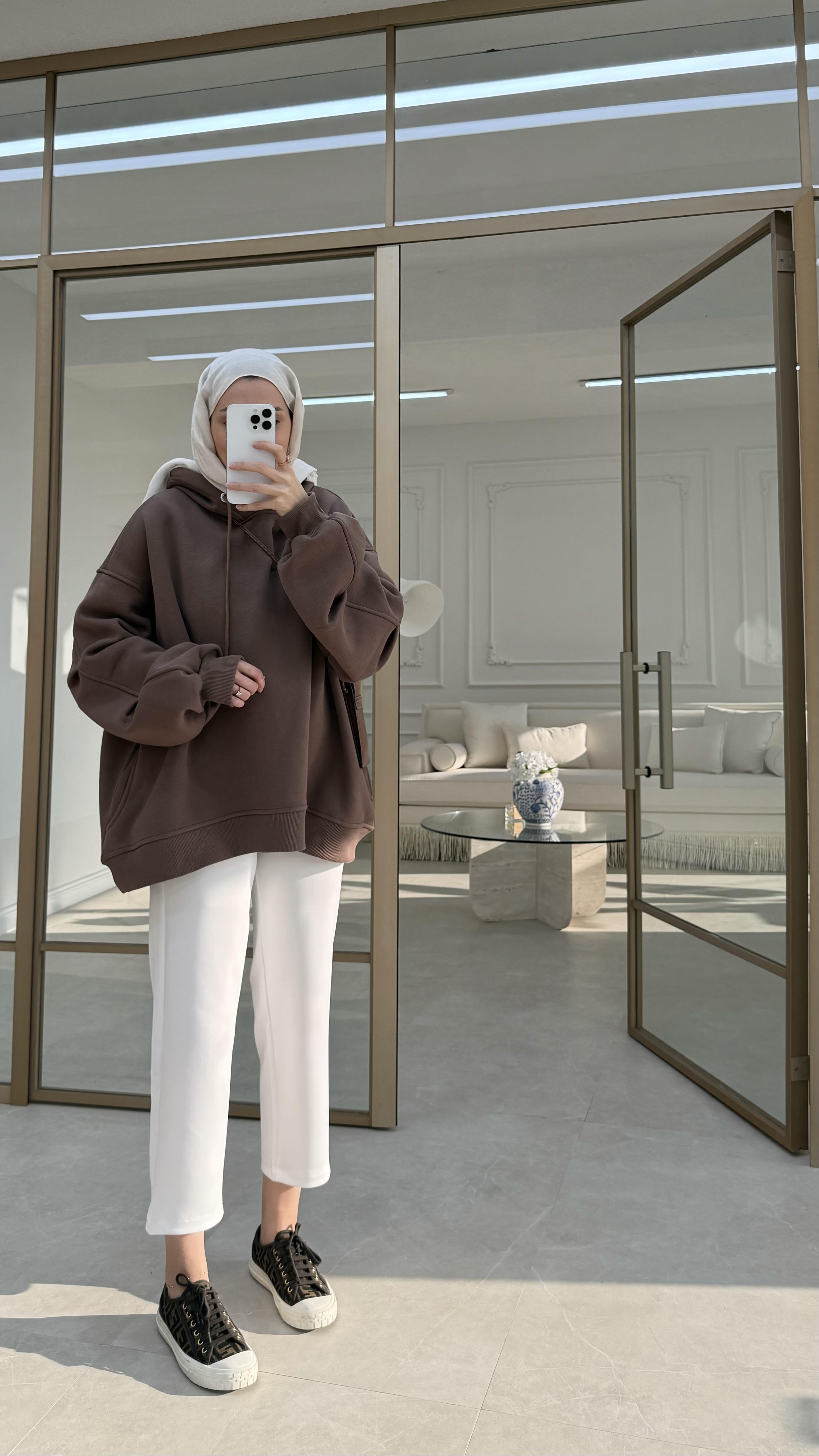 Oversize Sweatshirt-Acı Kahve 