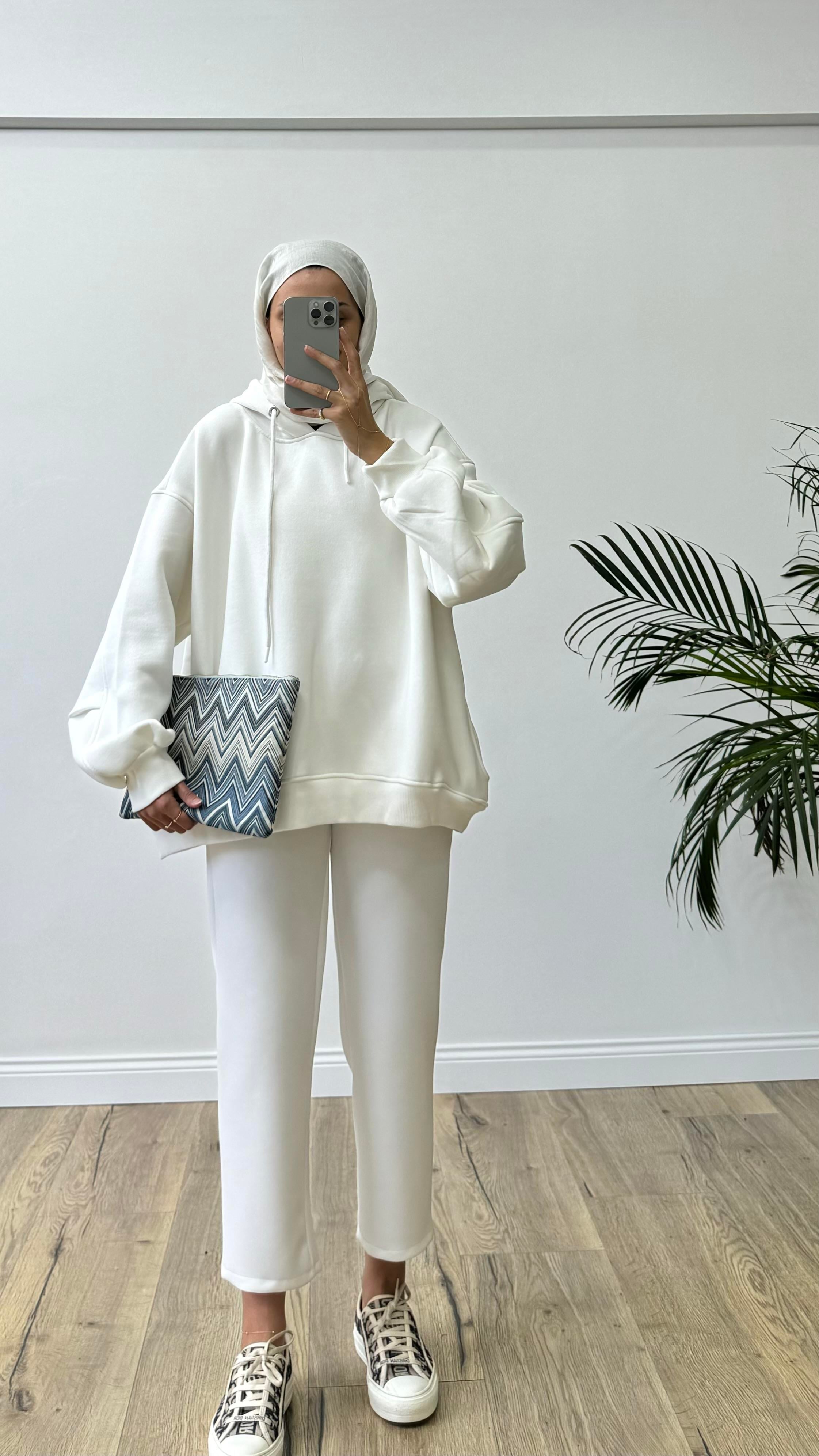 Oversize Sweatshirt-Beyaz