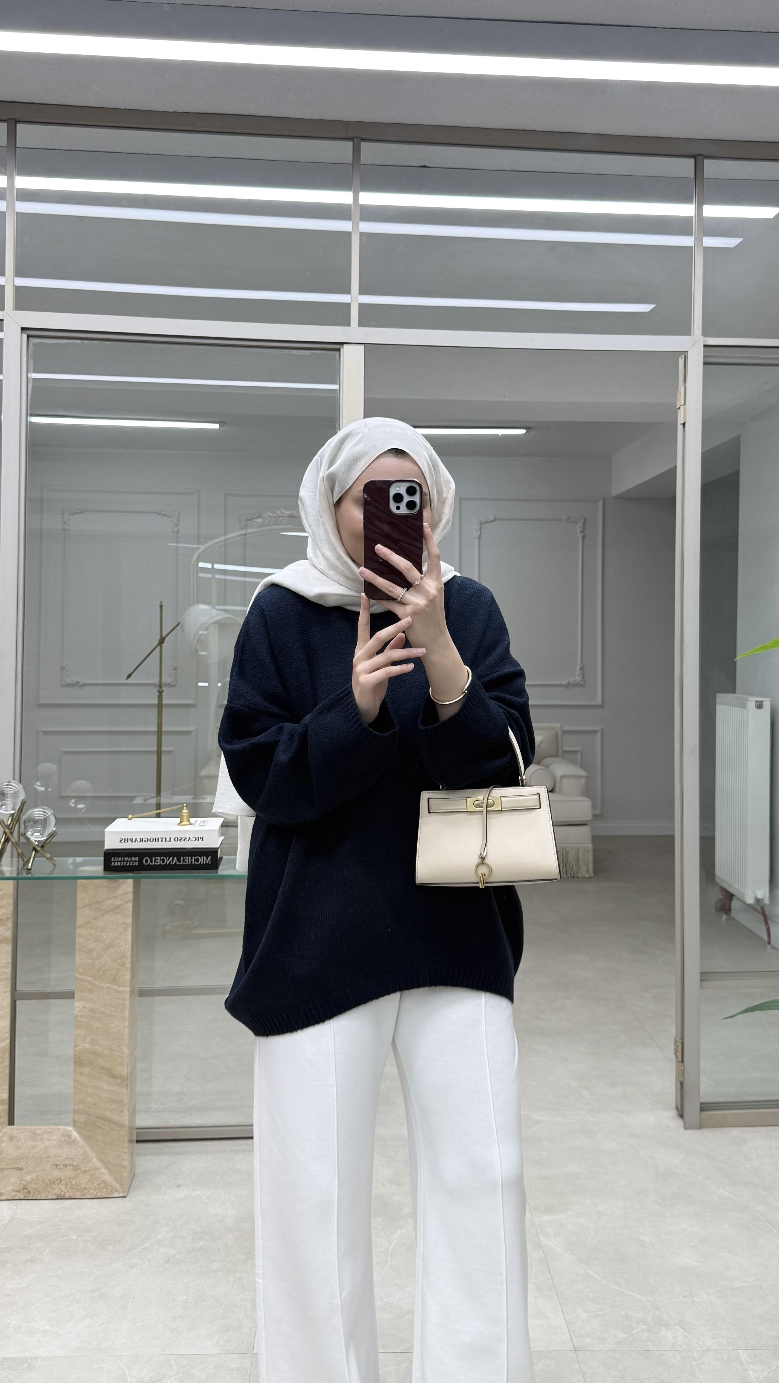 Oversize Triko Kazak Lacivert