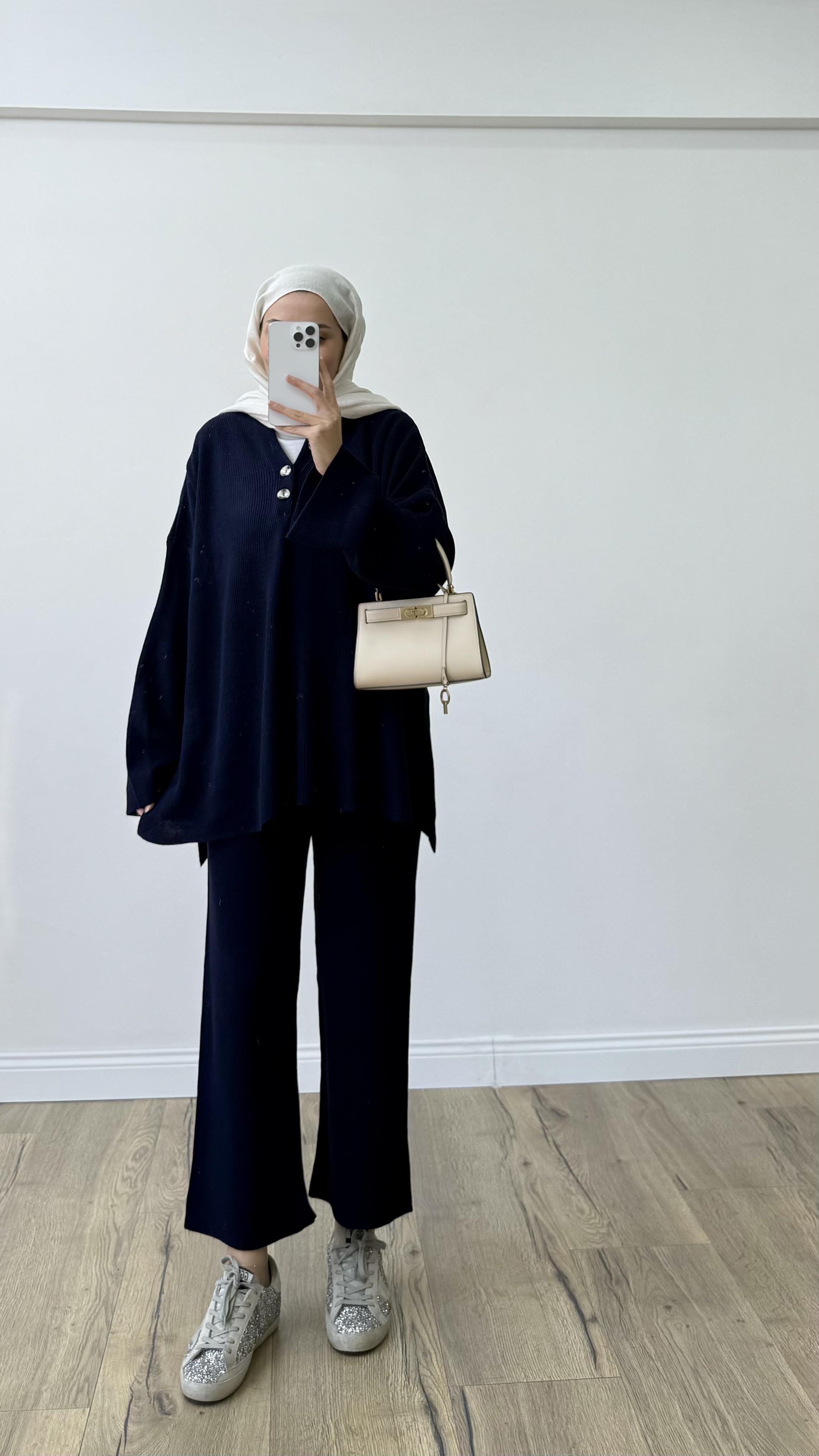 Oversize Triko Takım Lacivert