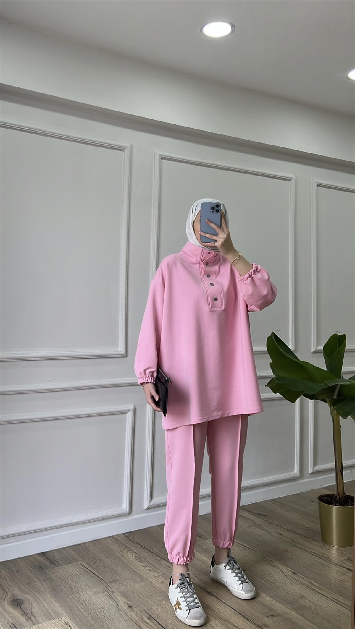 Pembe - Çıtçıtlı Eşofman Takımı