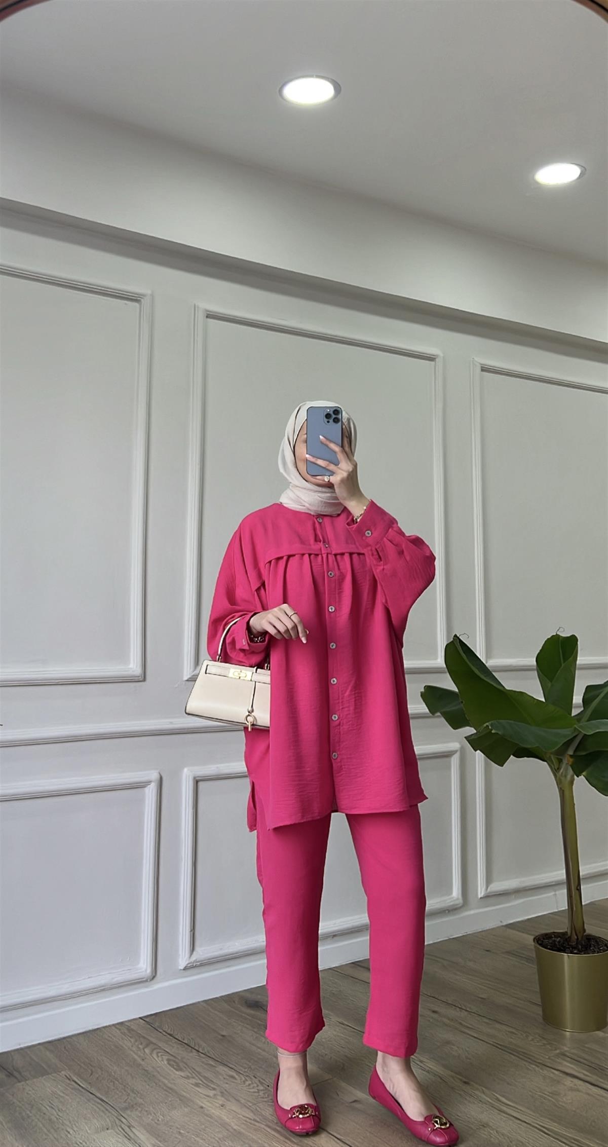 Pembe - Oversize Takım