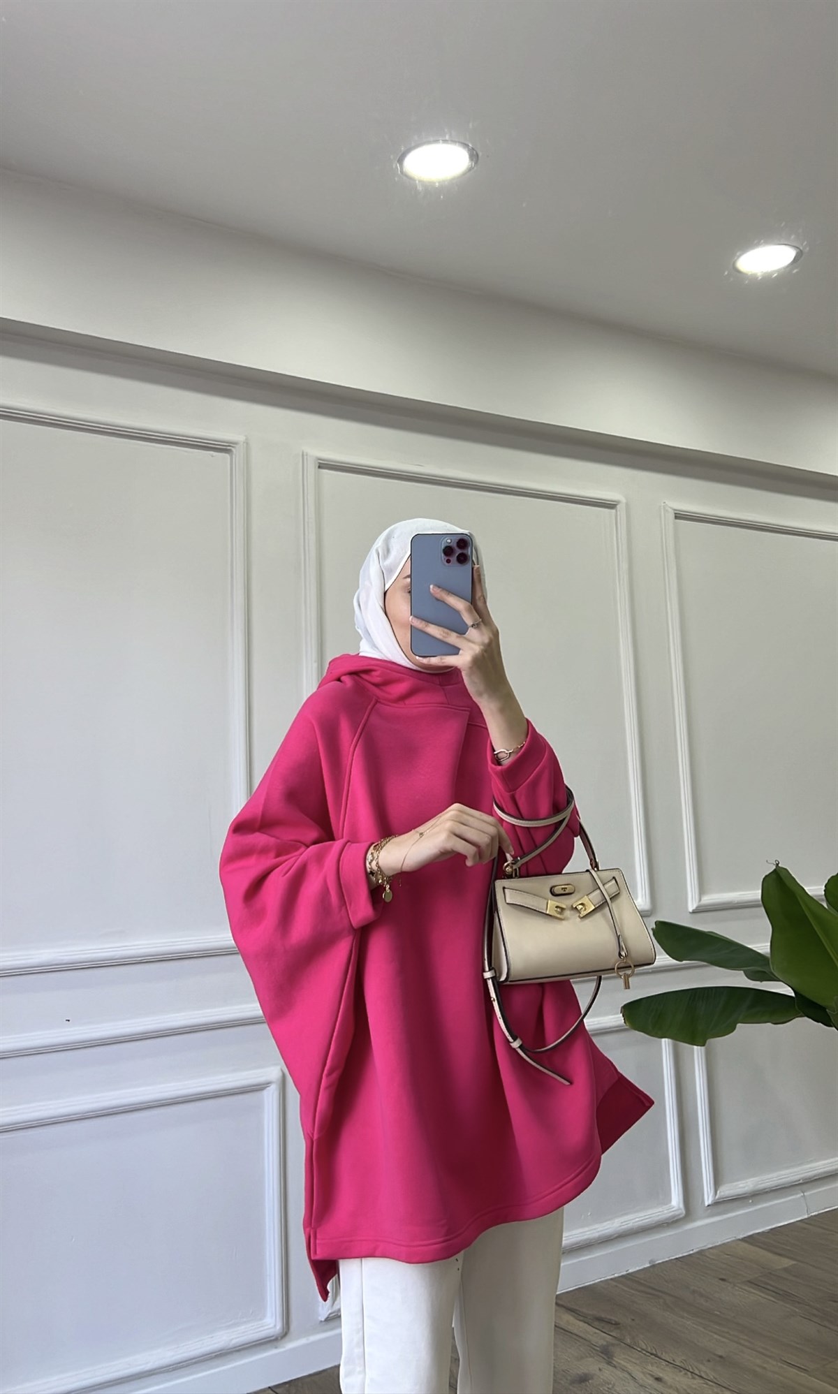 Pembe Yarasa Kollu Sweatshirt