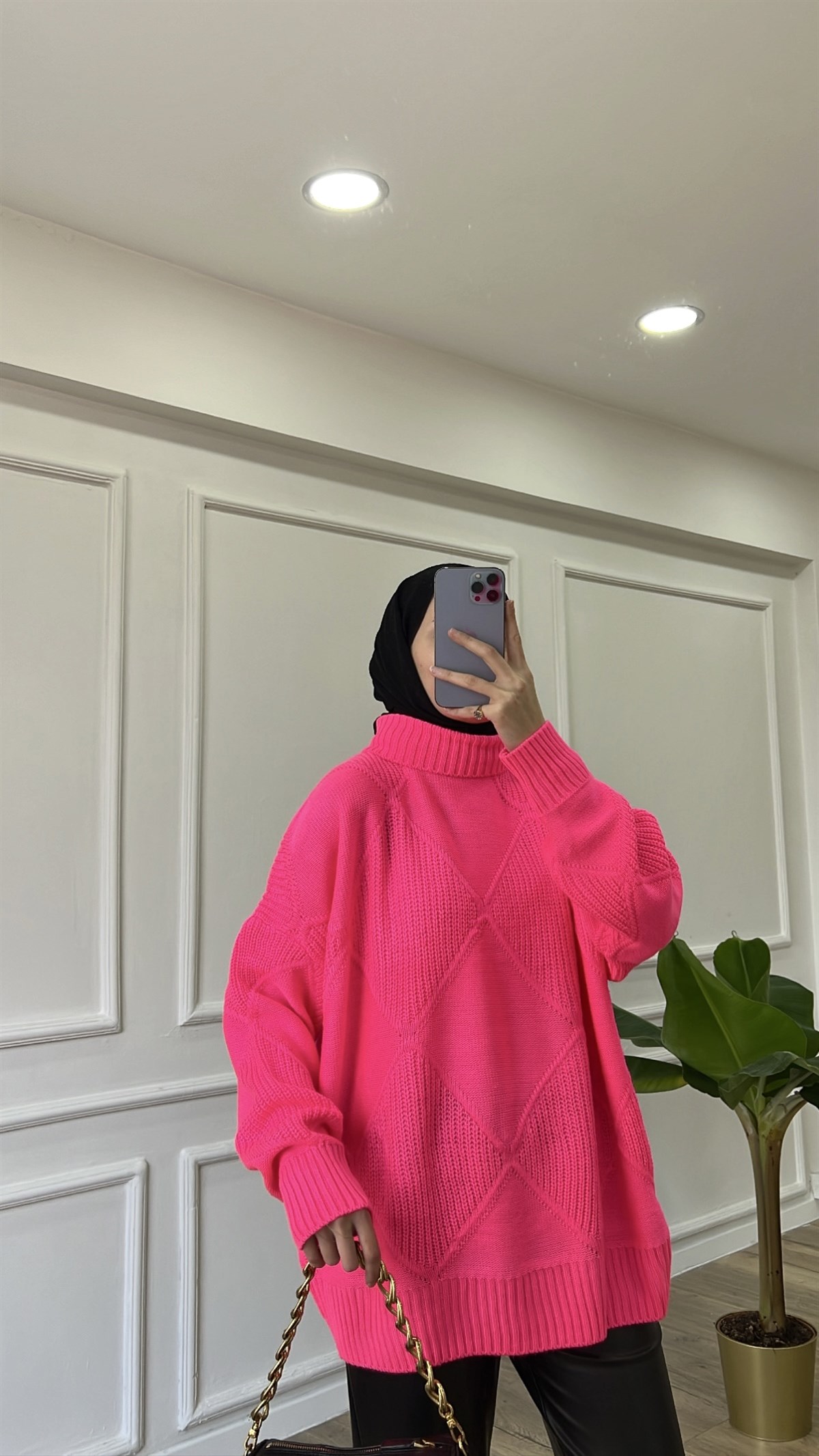 Pembe - Yarım Boğazlı Kazak