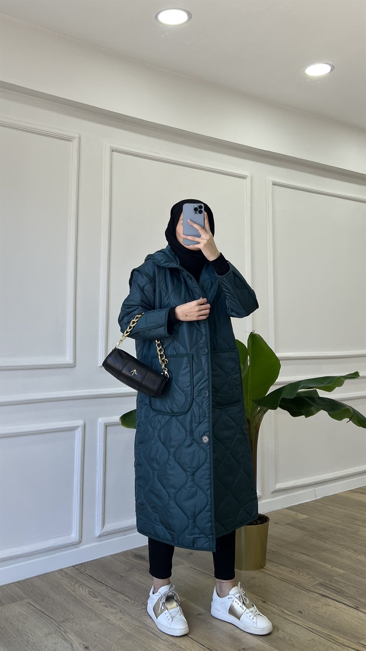 Petrol Uzun Kapitone Mont 