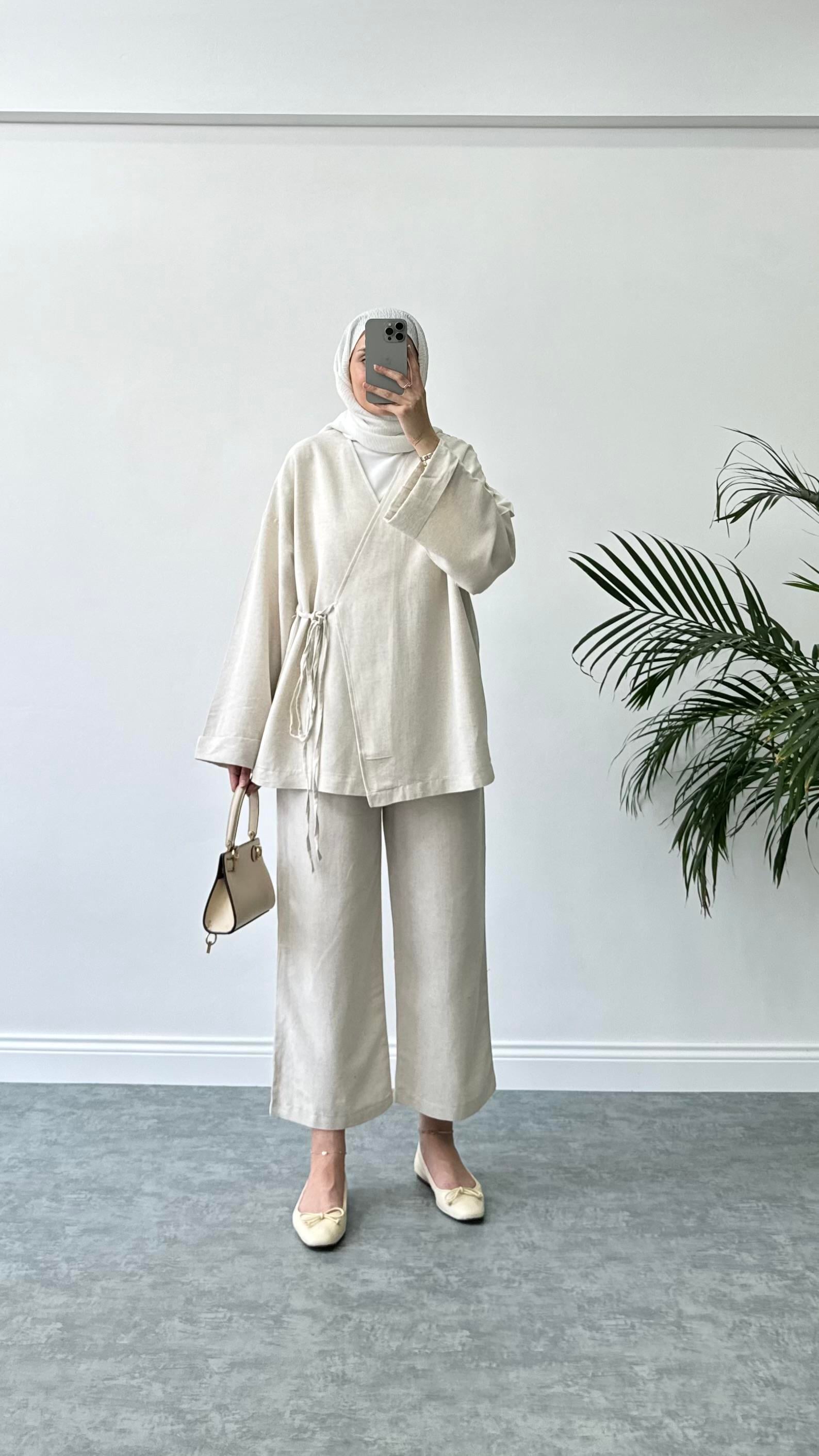 Pinteres Kimono Takım Bej