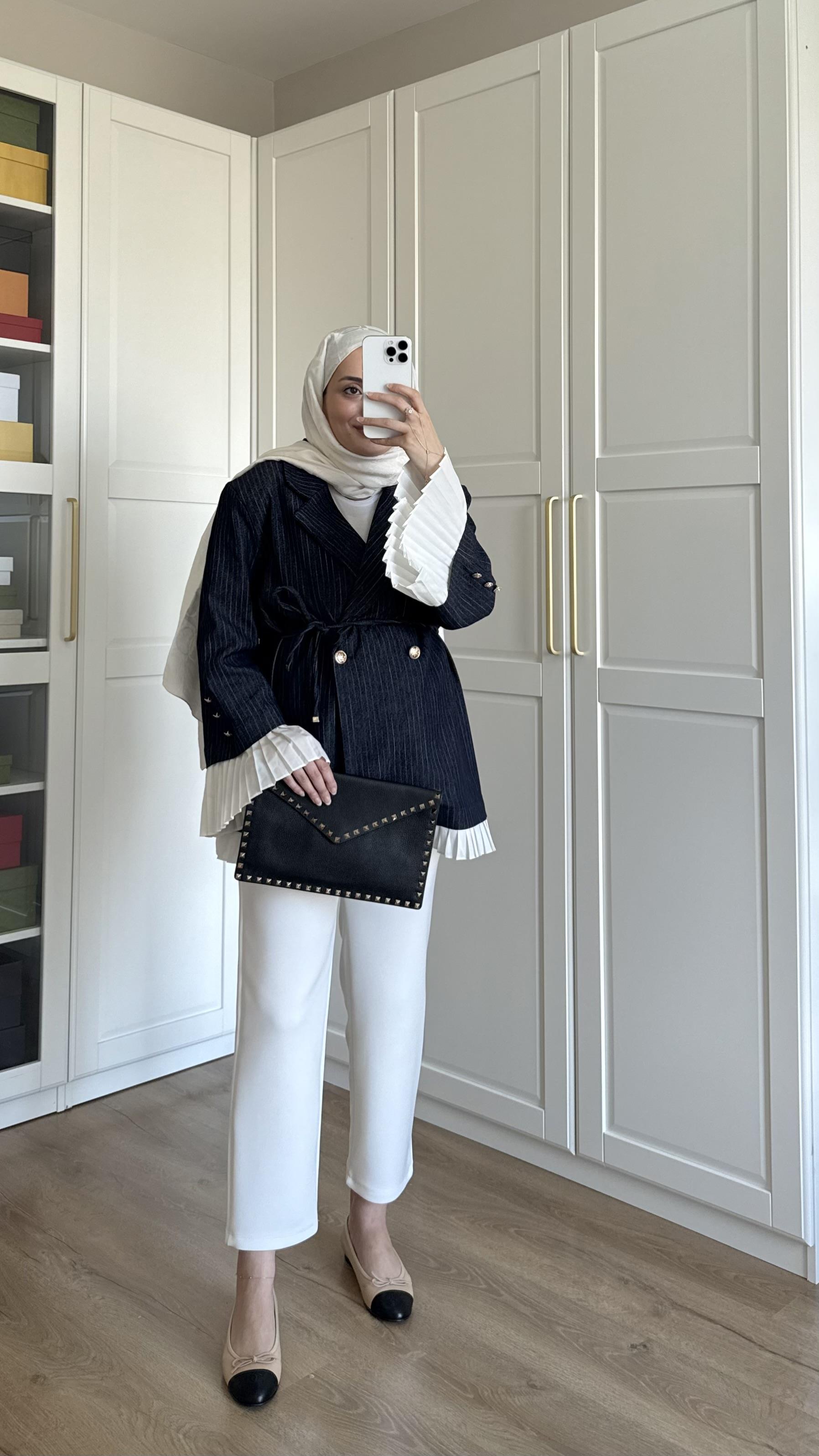 Premium Piliseli Ceket Lacivert