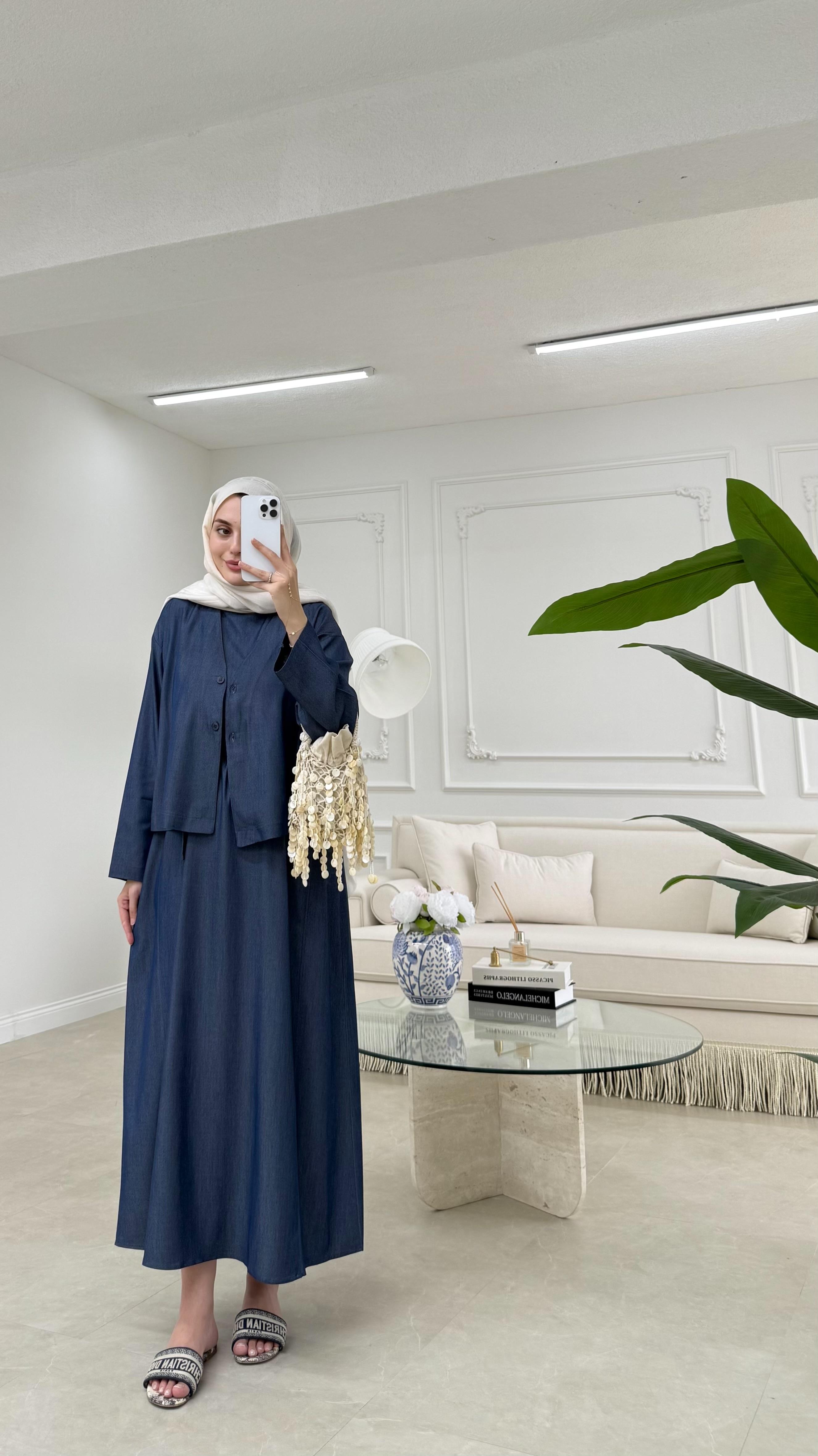 Premium Tensel Elbise Lacivert 