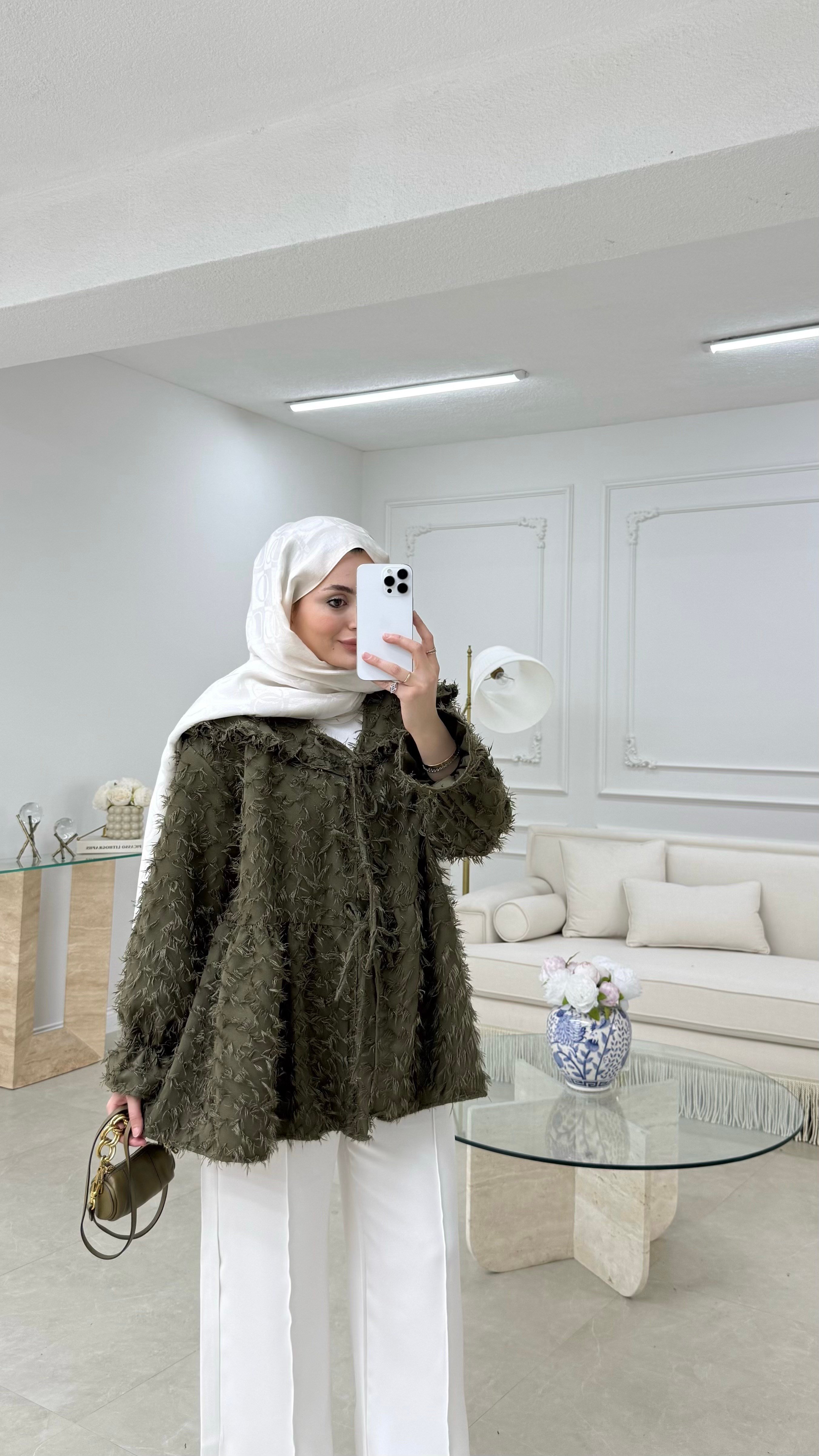 Püsküllü Kimono Haki 