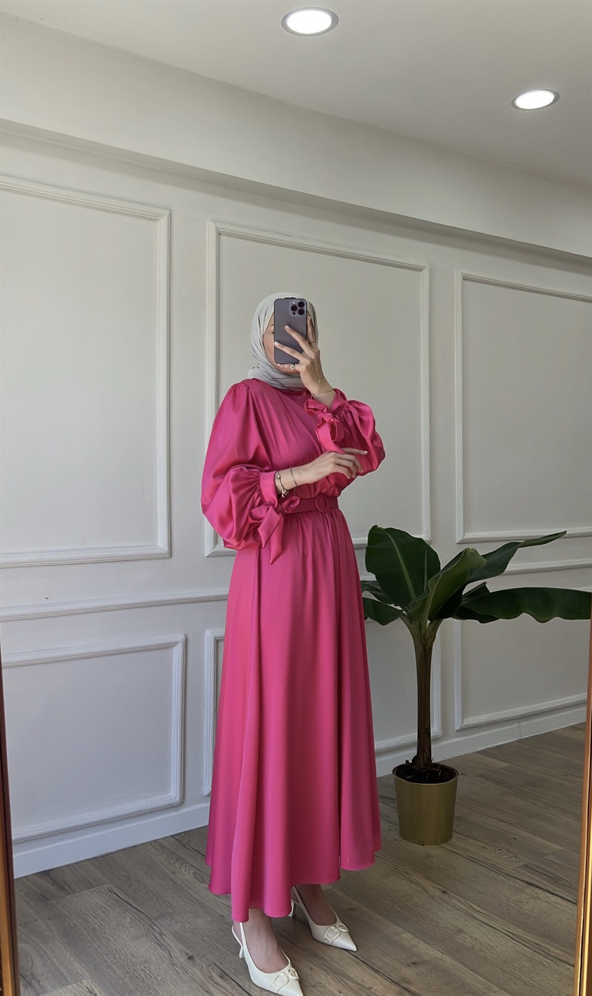 Saten Elbise - Pembe