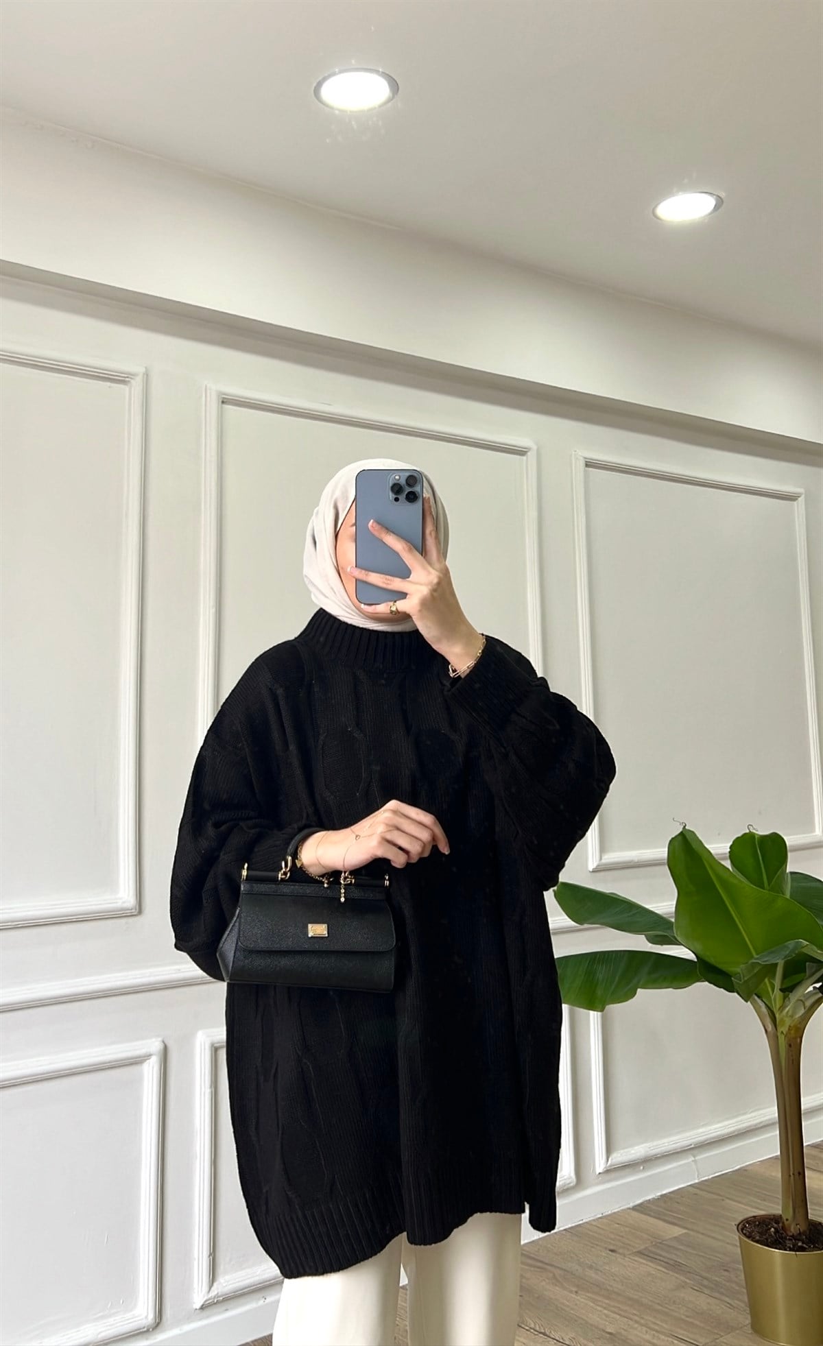 Siyah - Oversize Triko