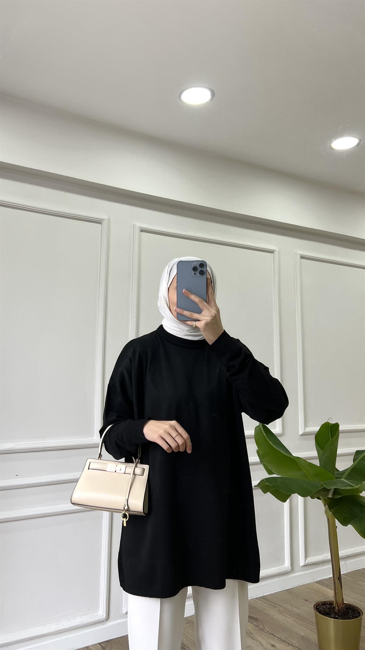 Siyah- Vera Merserize Tunik